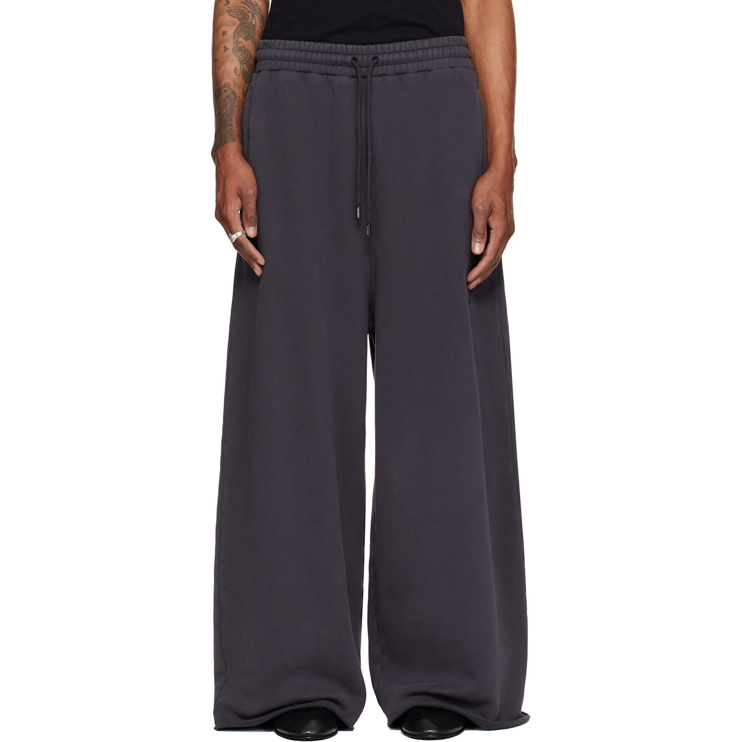 LU'U DAN Gray Raw-Cut Bontan Sweatpants