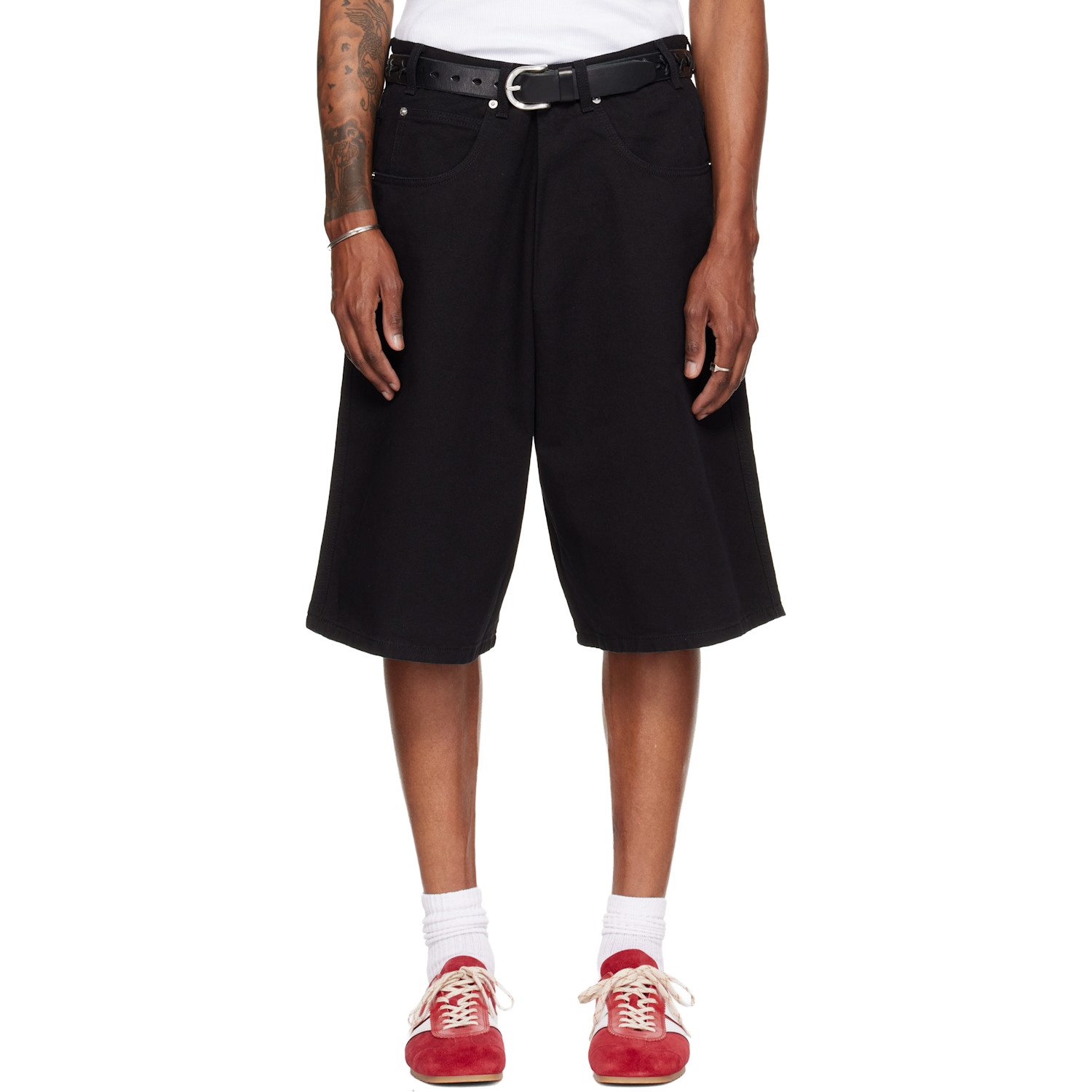 LU'U DAN Black Kriss Kross Denim Shorts
