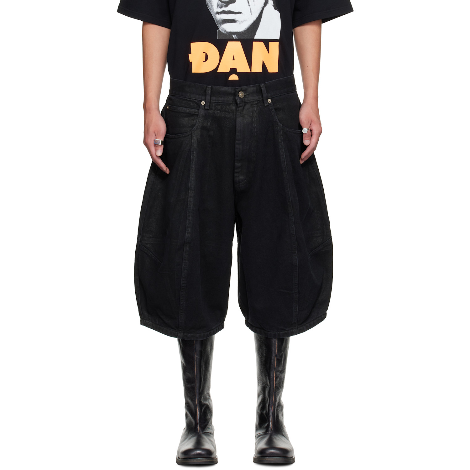 LU'U DAN Black Puffa Shorts