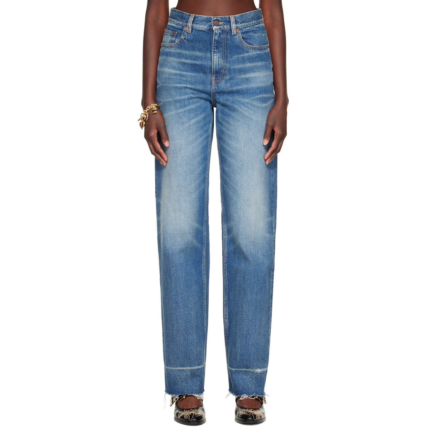 Chloé Blue Distressed Cuff Jeans