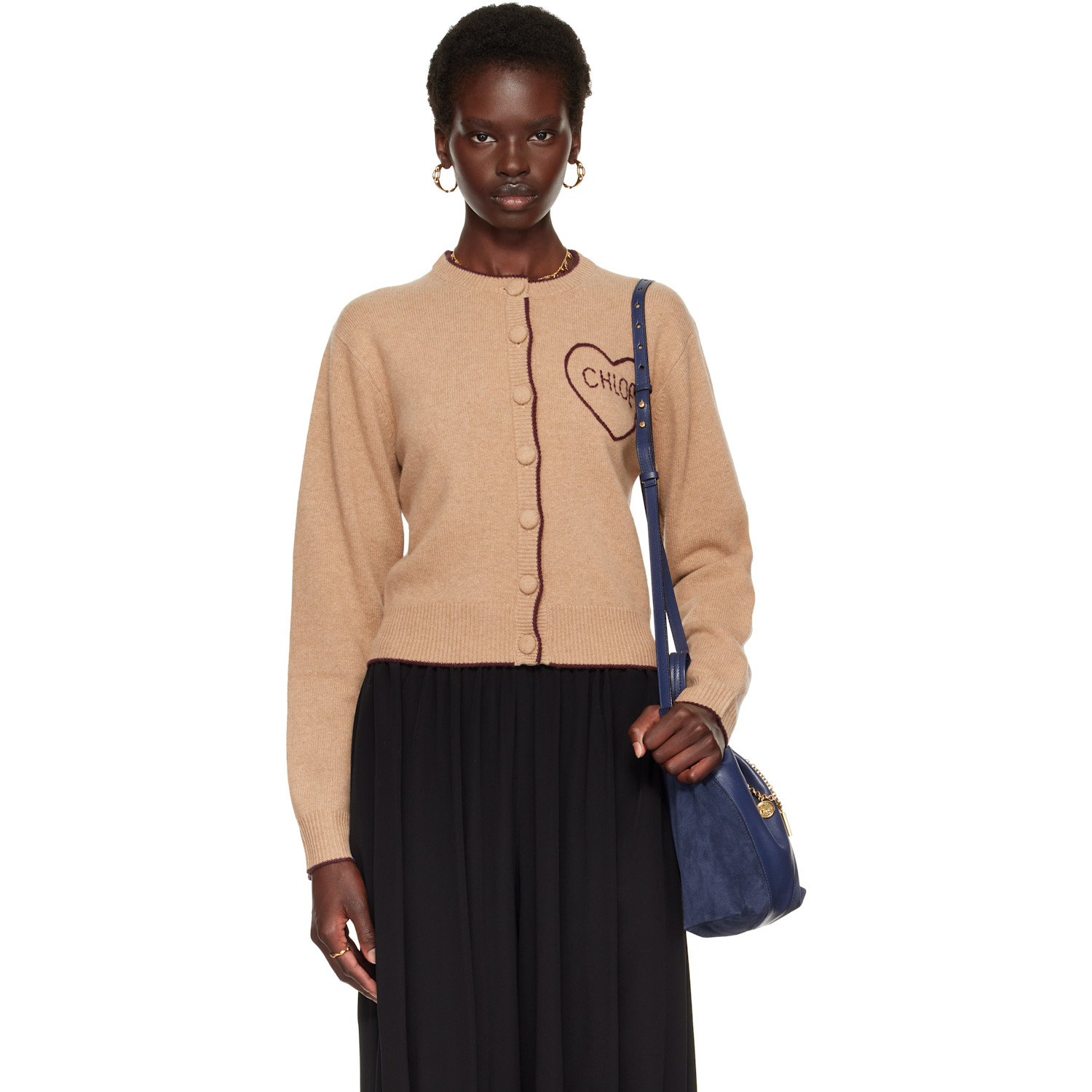 Chloé Beige Fitted Logo Cardigan