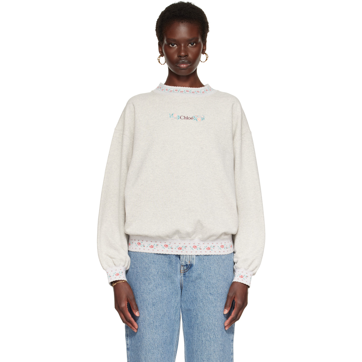 Chloé Gray Cotton Fleece Sweatshirt