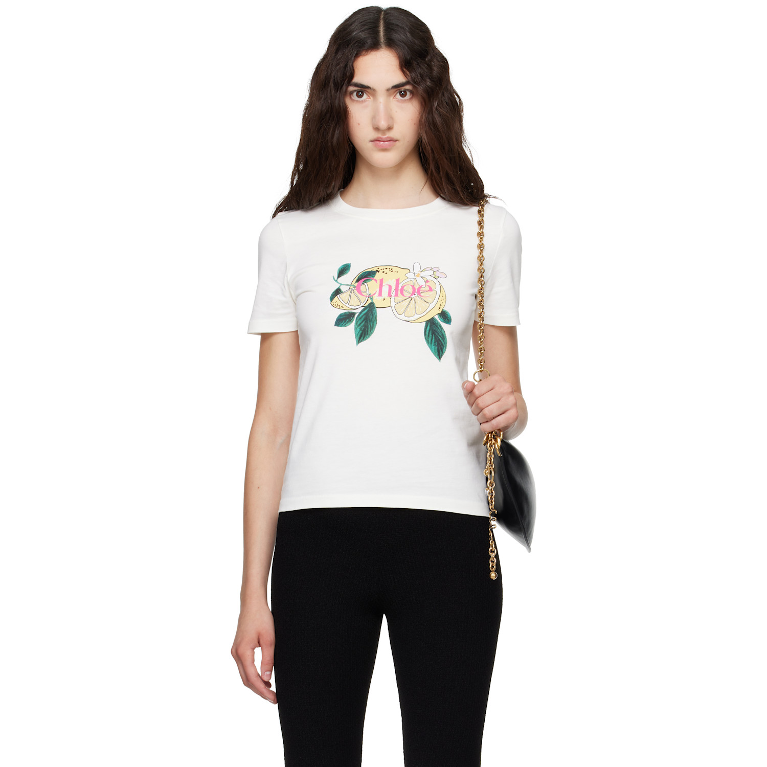 Chloé White Crew-Neck Logo T-shirt