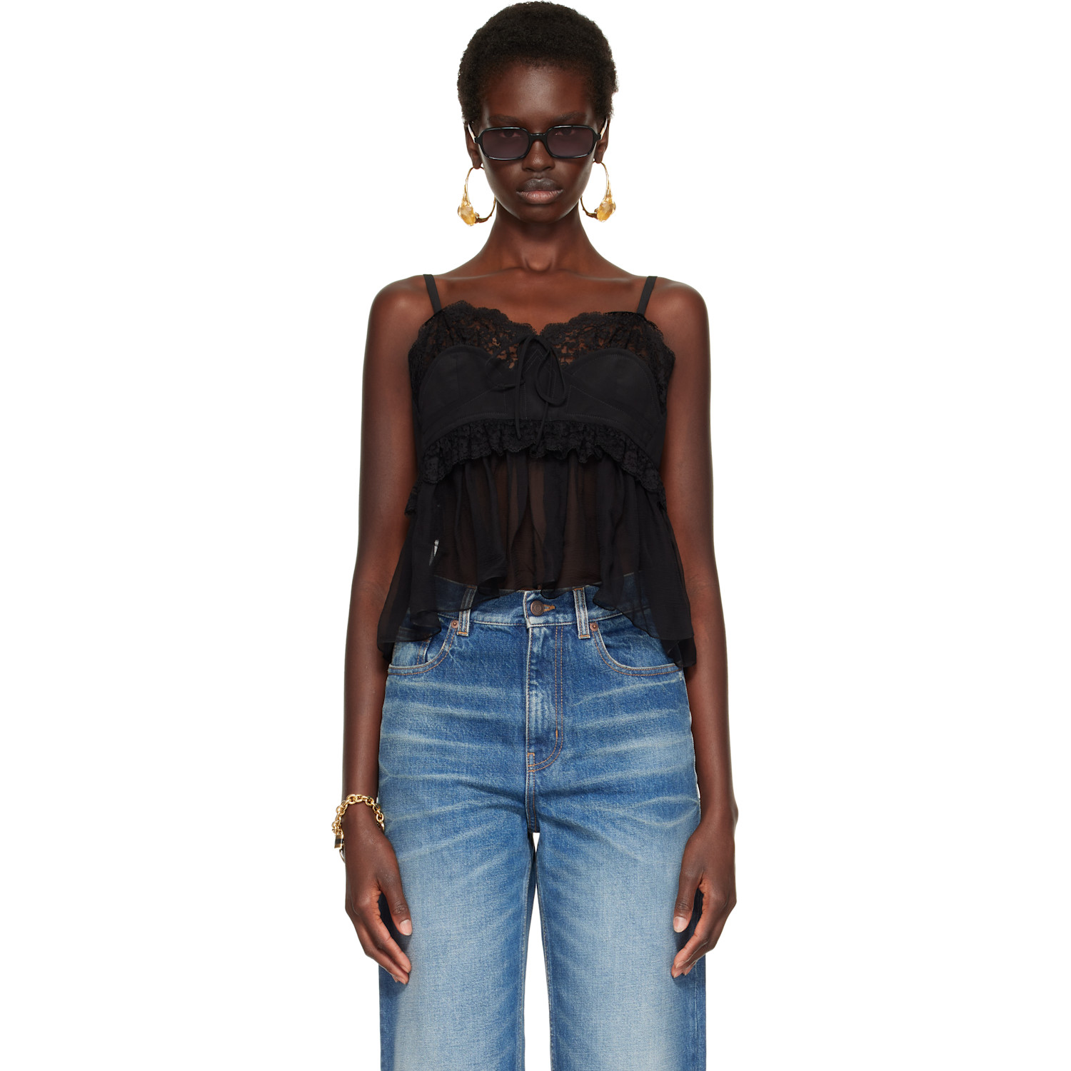 Chloé Black Thin Strap Lingerie Top
