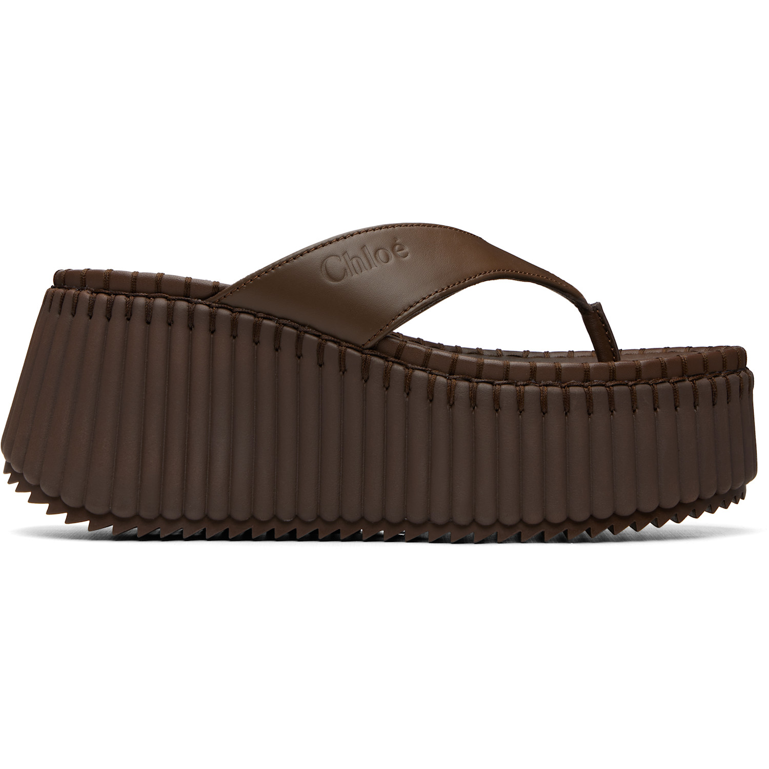 Chloé Brown Napa Wedge Heeled Sandals