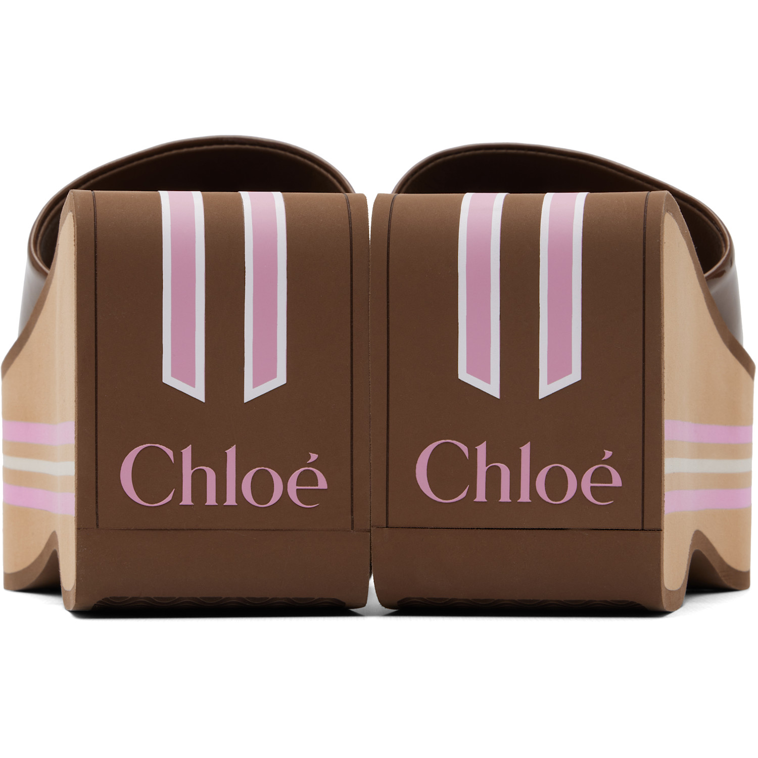  Chloé Brown Swimming Cool Wedge Mule Sandals 