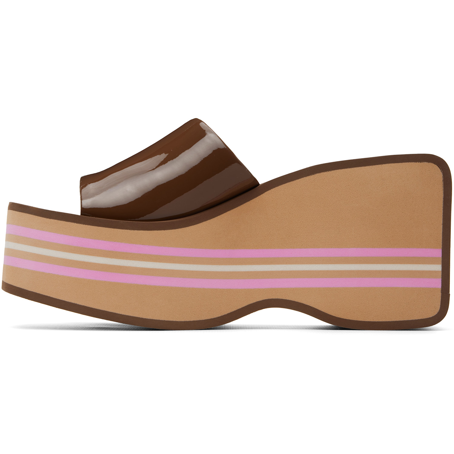  Chloé Brown Swimming Cool Wedge Mule Sandals 
