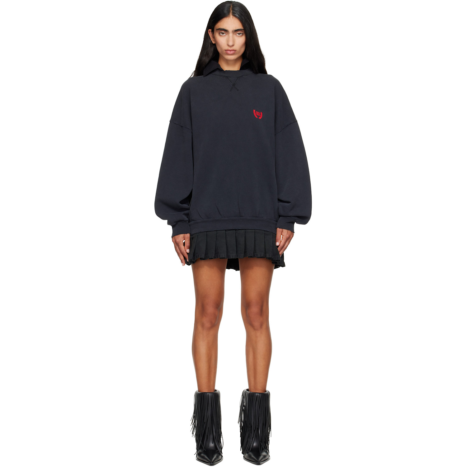 Balenciaga Black Hybrid Laurel Dry Molleton Minidress