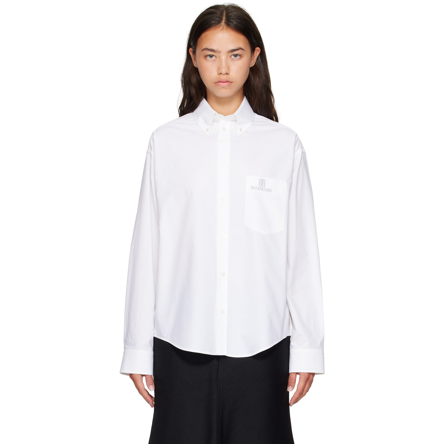 Balenciaga White L/S Large Fit Shirt