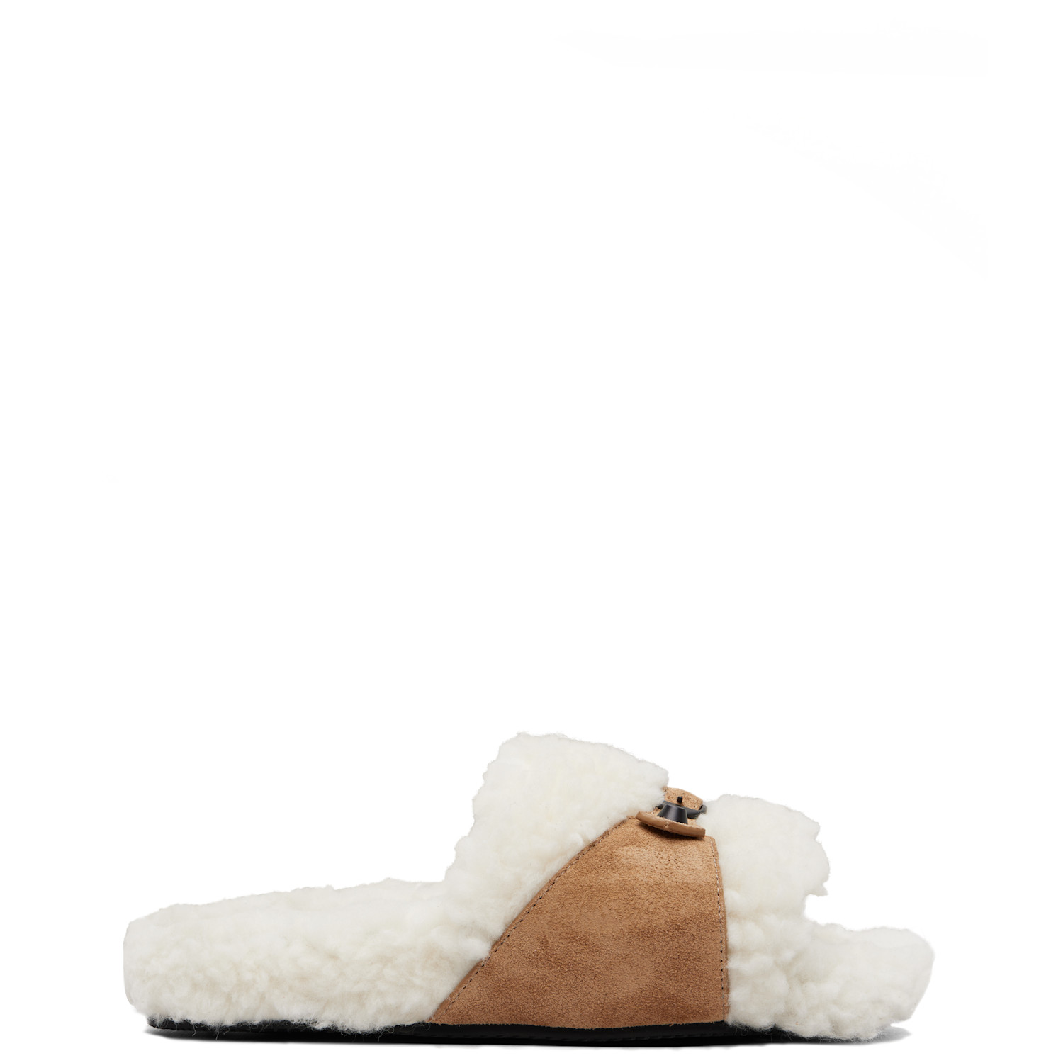 Balenciaga Tan & Off-White Furry Slides