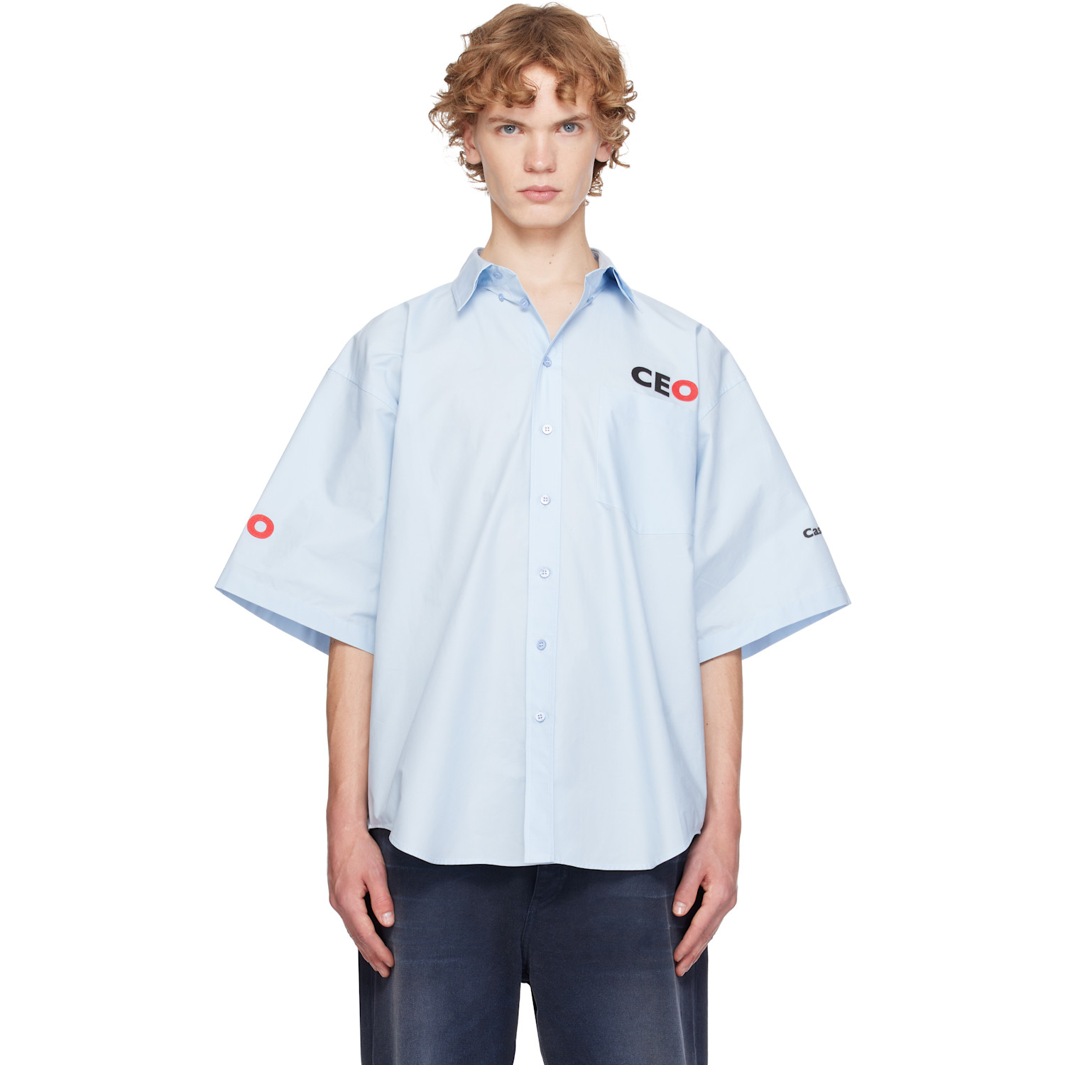 Balenciaga Blue Cotton Poplin Oversized Shirt