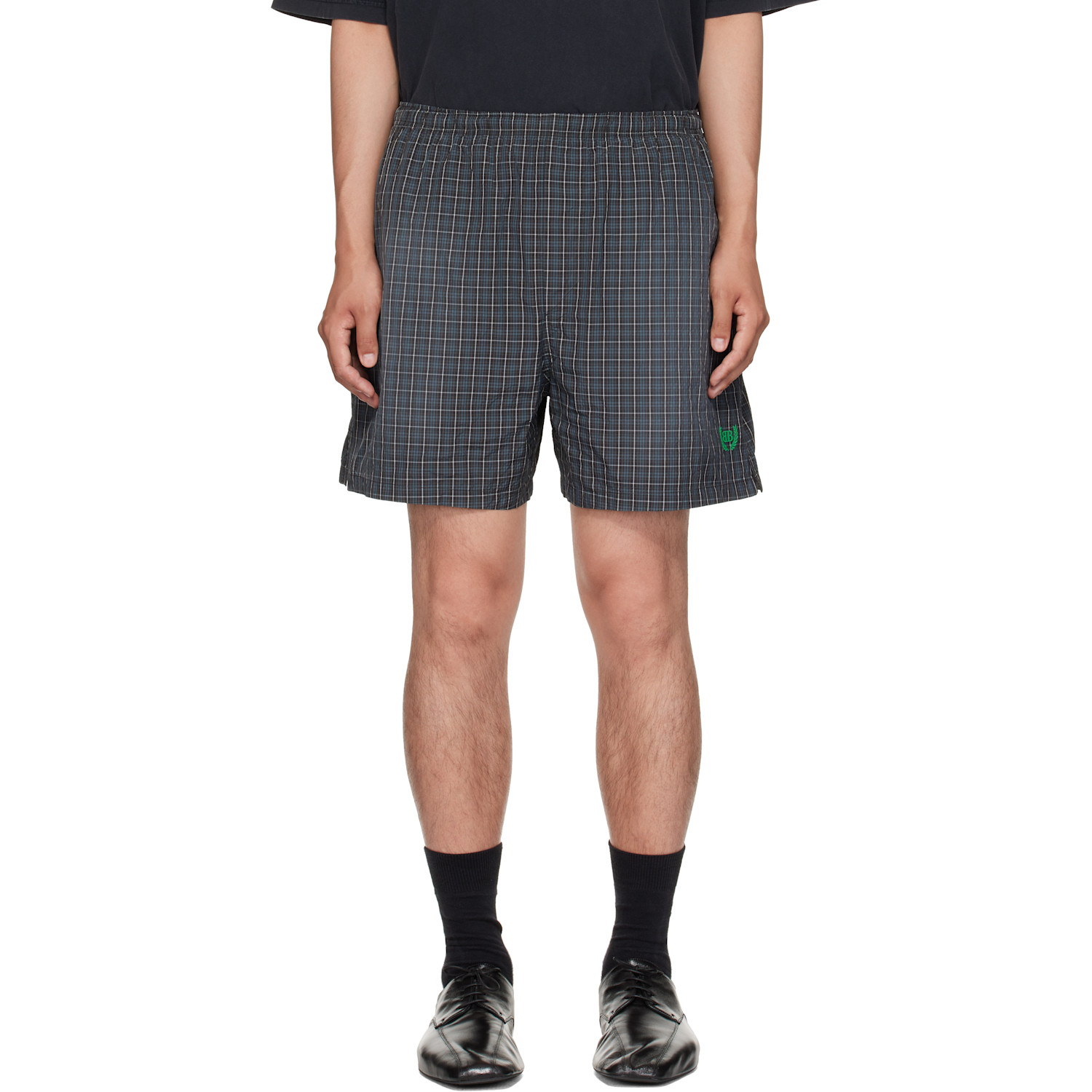 Balenciaga Black & Blue Technical Check Boxer Shorts