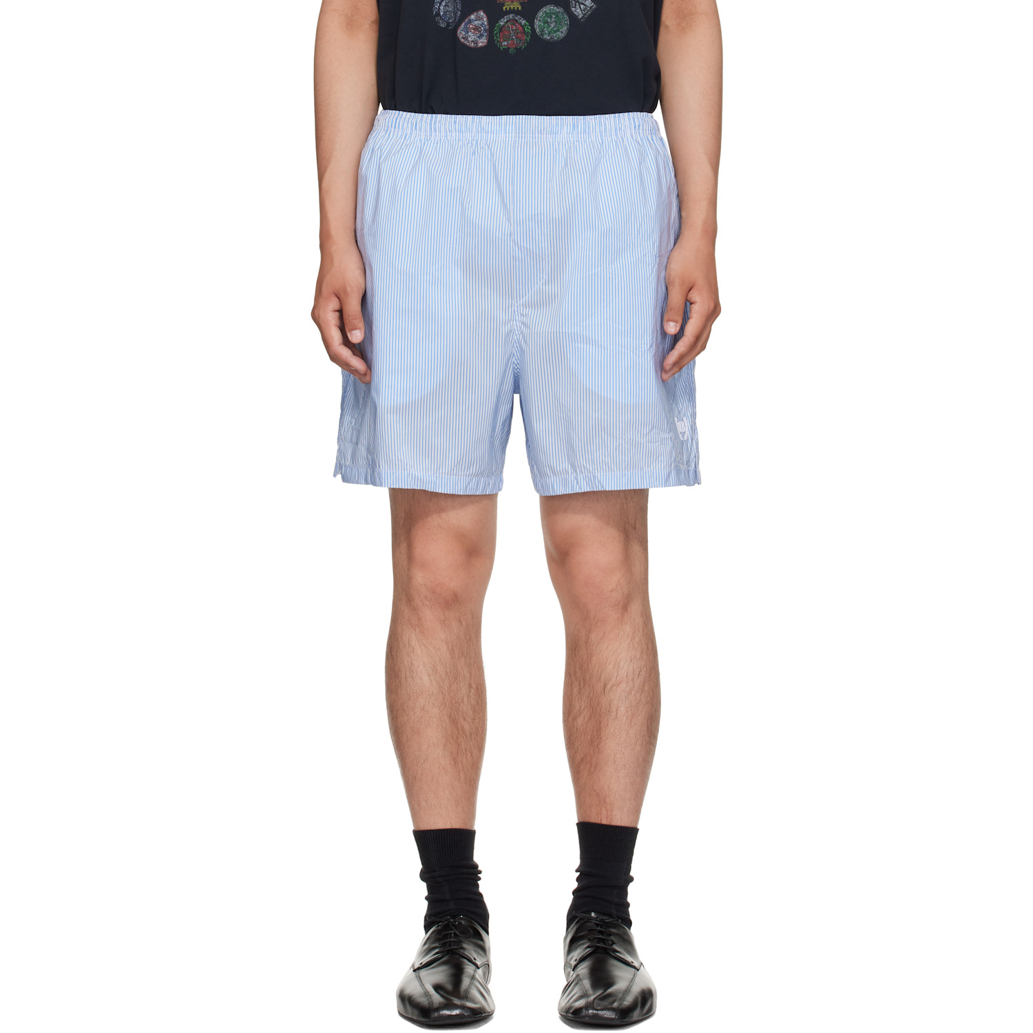 Balenciaga Blue & White Technical Stripes Boxer Shorts