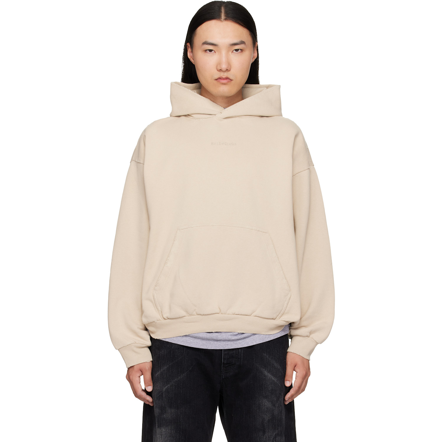 Balenciaga Beige Distressed Hoodie