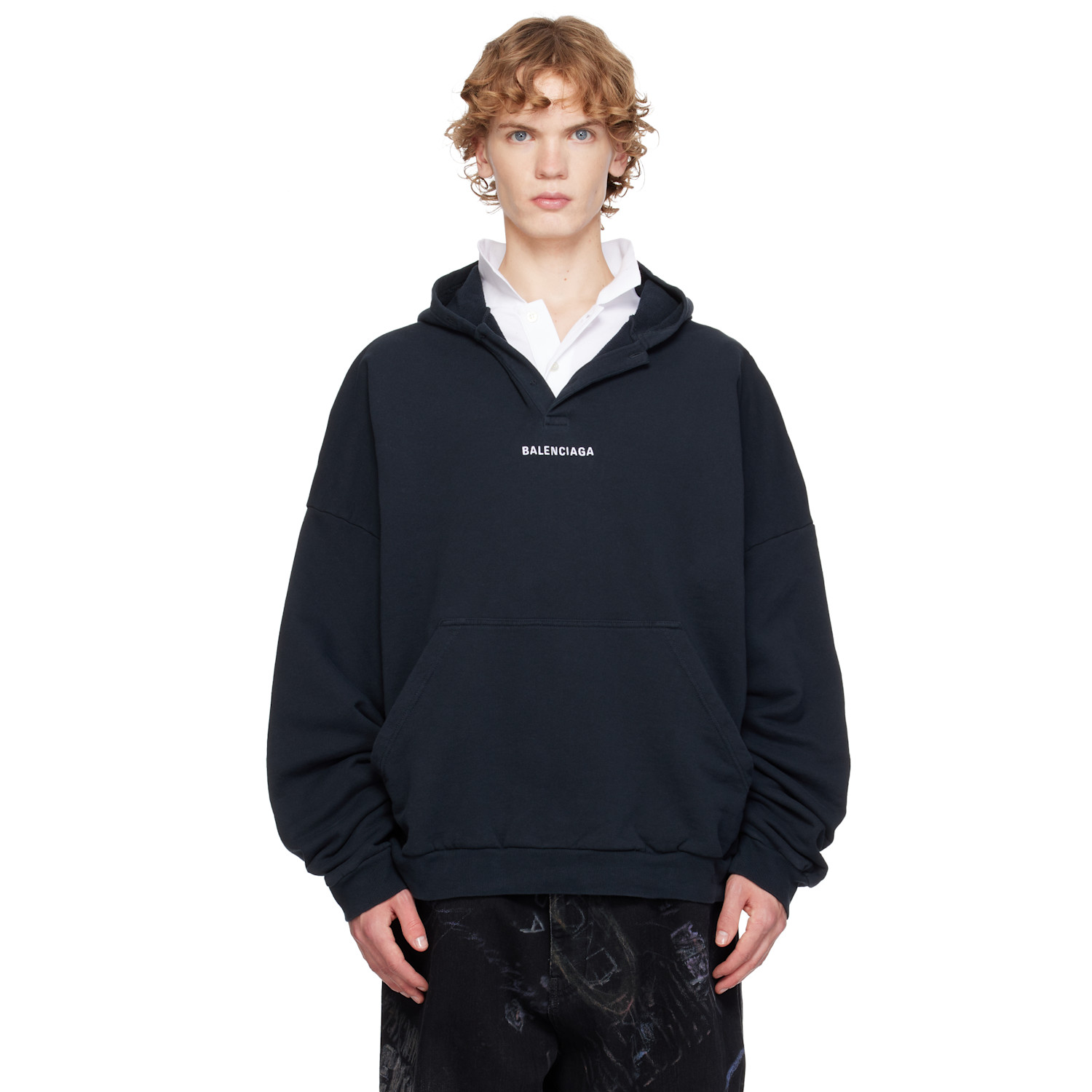 Balenciaga Black 'Balenciaga' Back Polo Hoodie