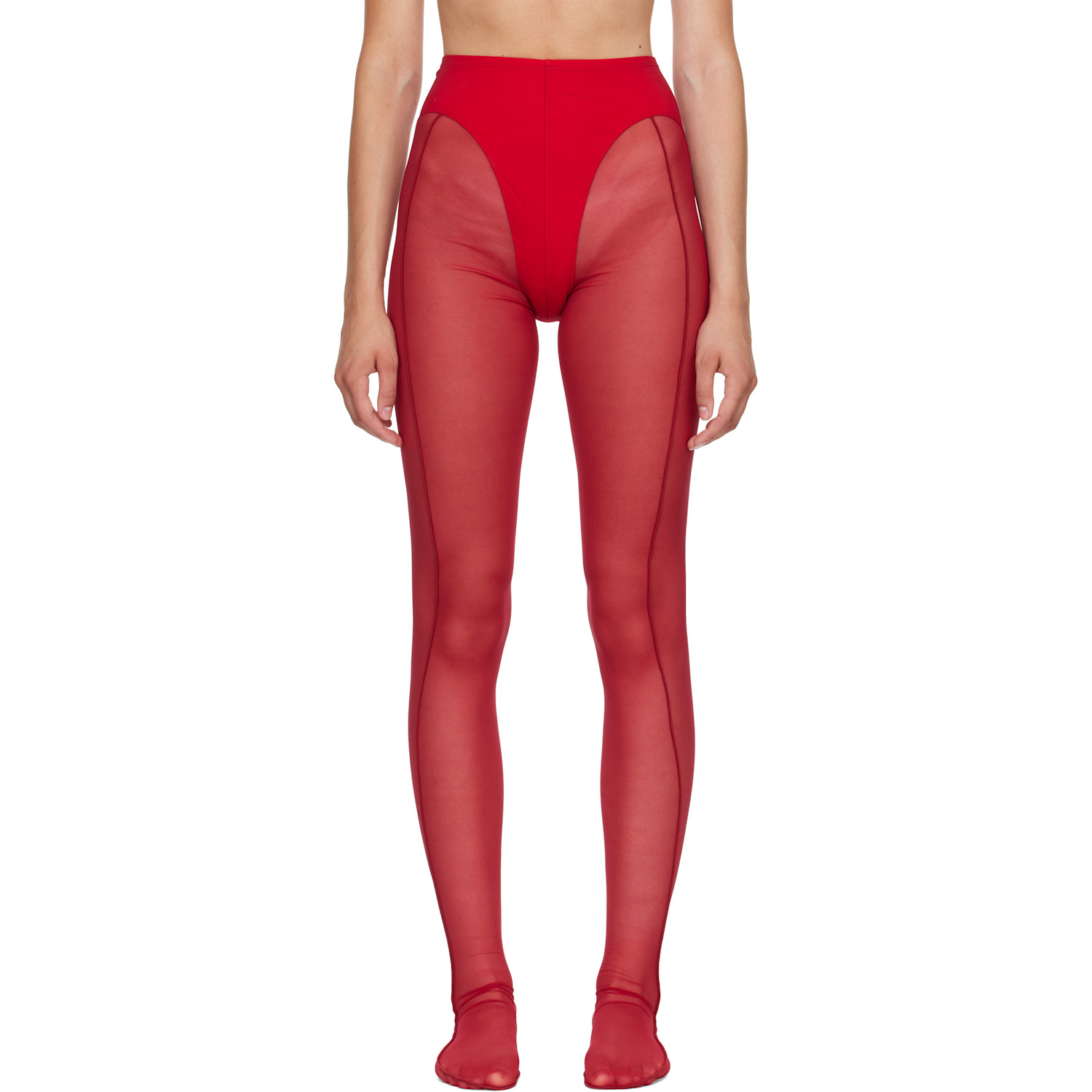 Mugler Red Re/Edit Pantyhose Tights