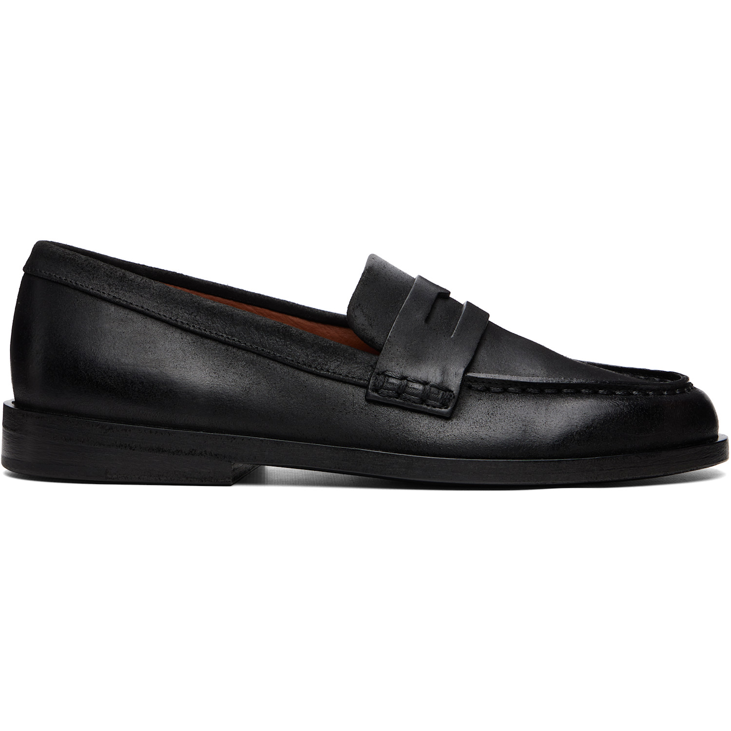 Marsèll Black Mocasso Waxed Reversed Leather Loafers
