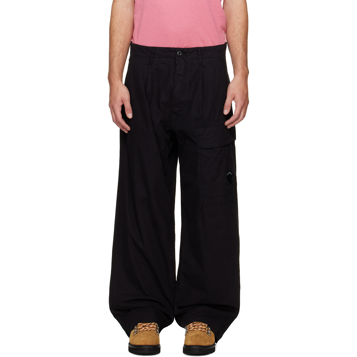 C.P. Company Black Micro-Reps Boxy Pleats Cargo Pants
