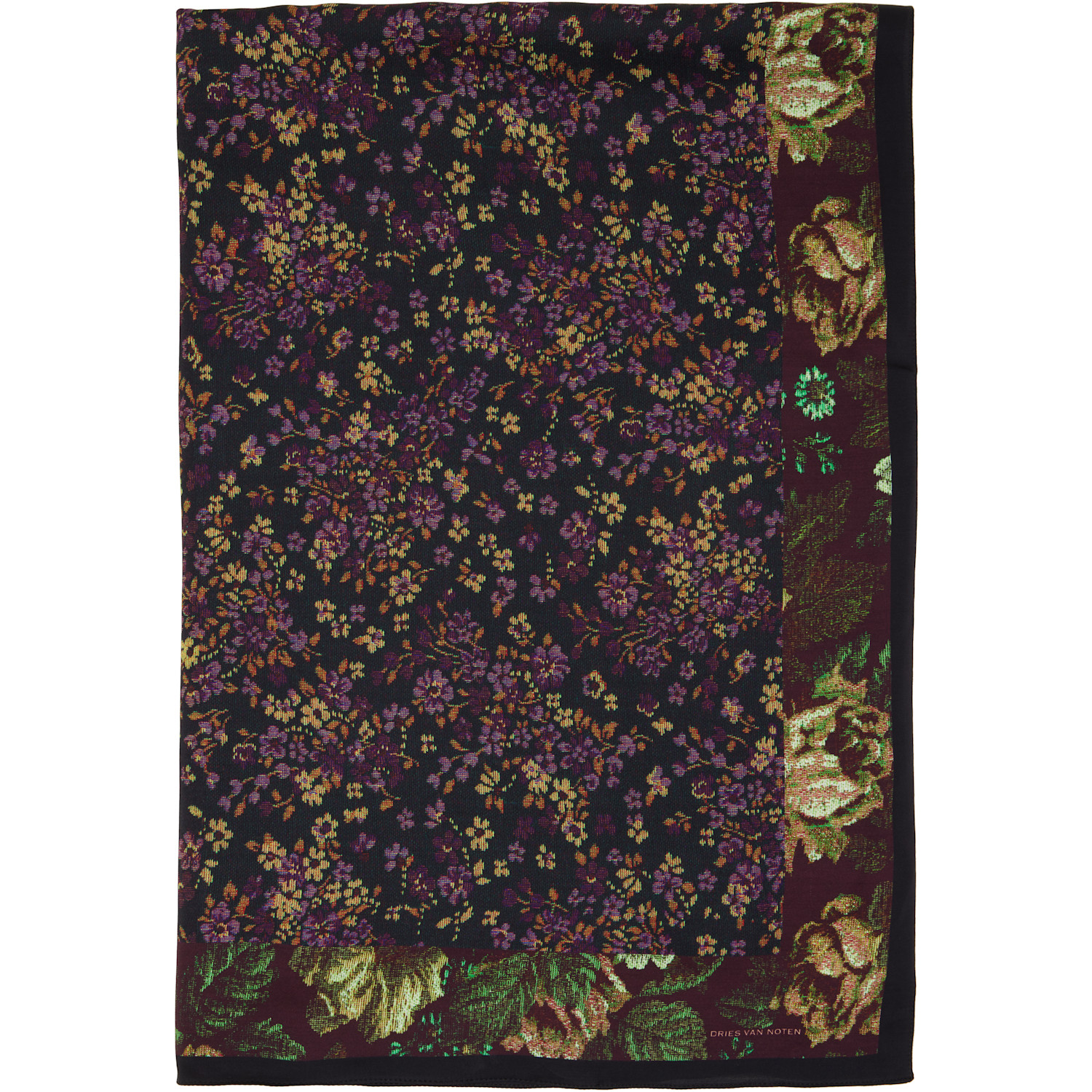 Dries Van Noten Black & Burgundy Flara Scarf