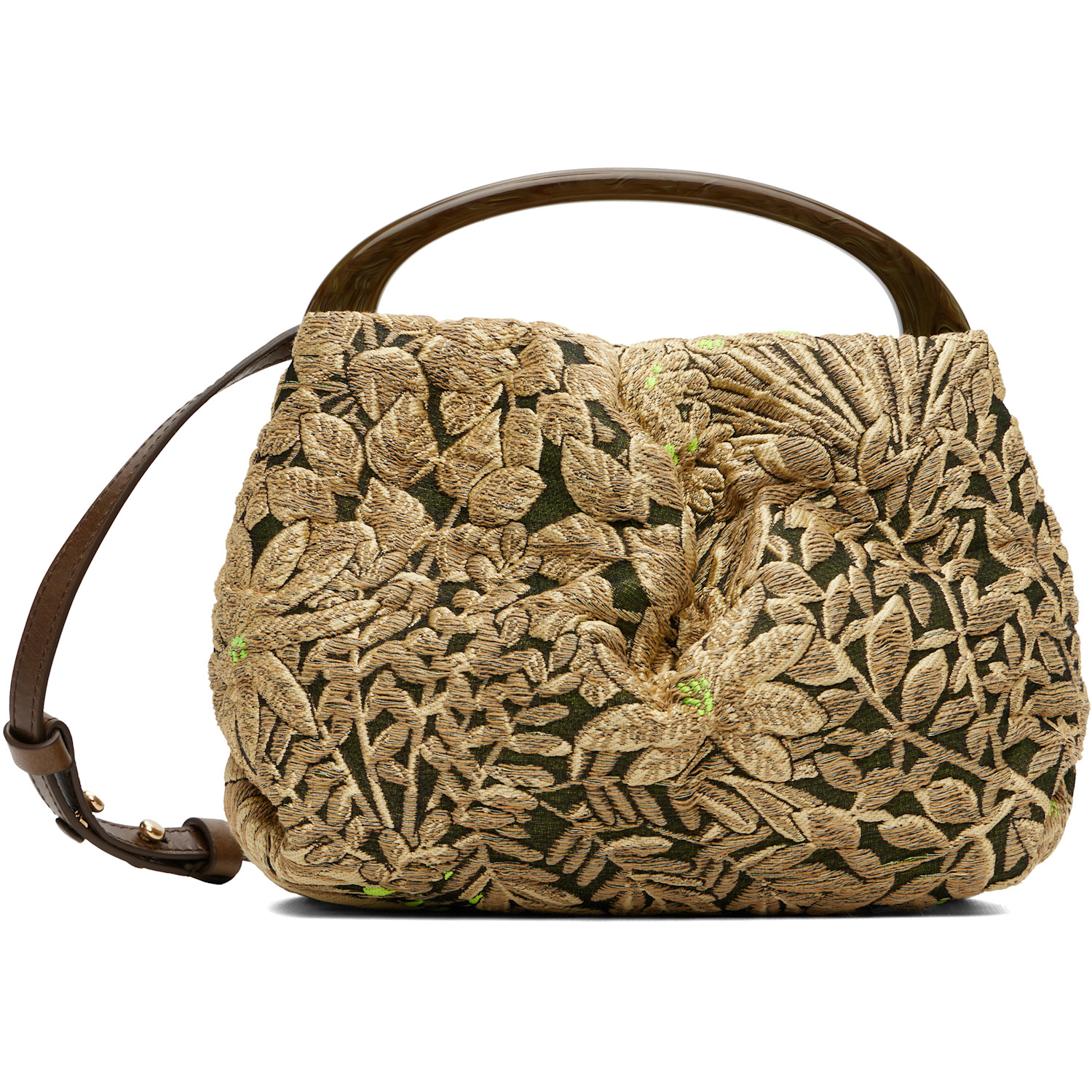 Dries Van Noten Beige & Brown Small Resin Handle Bag