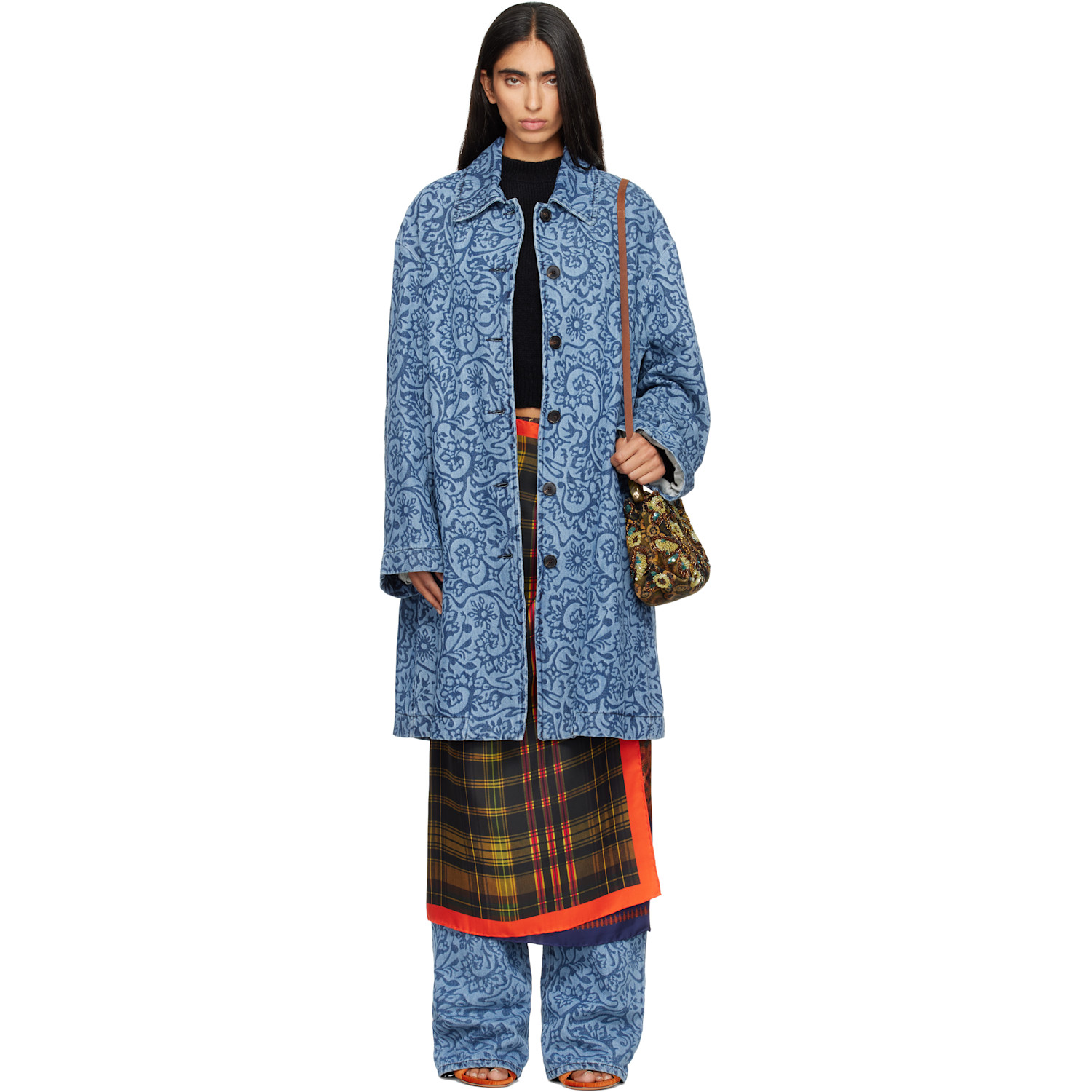 Dries Van Noten Blue Rondero Denim Coat