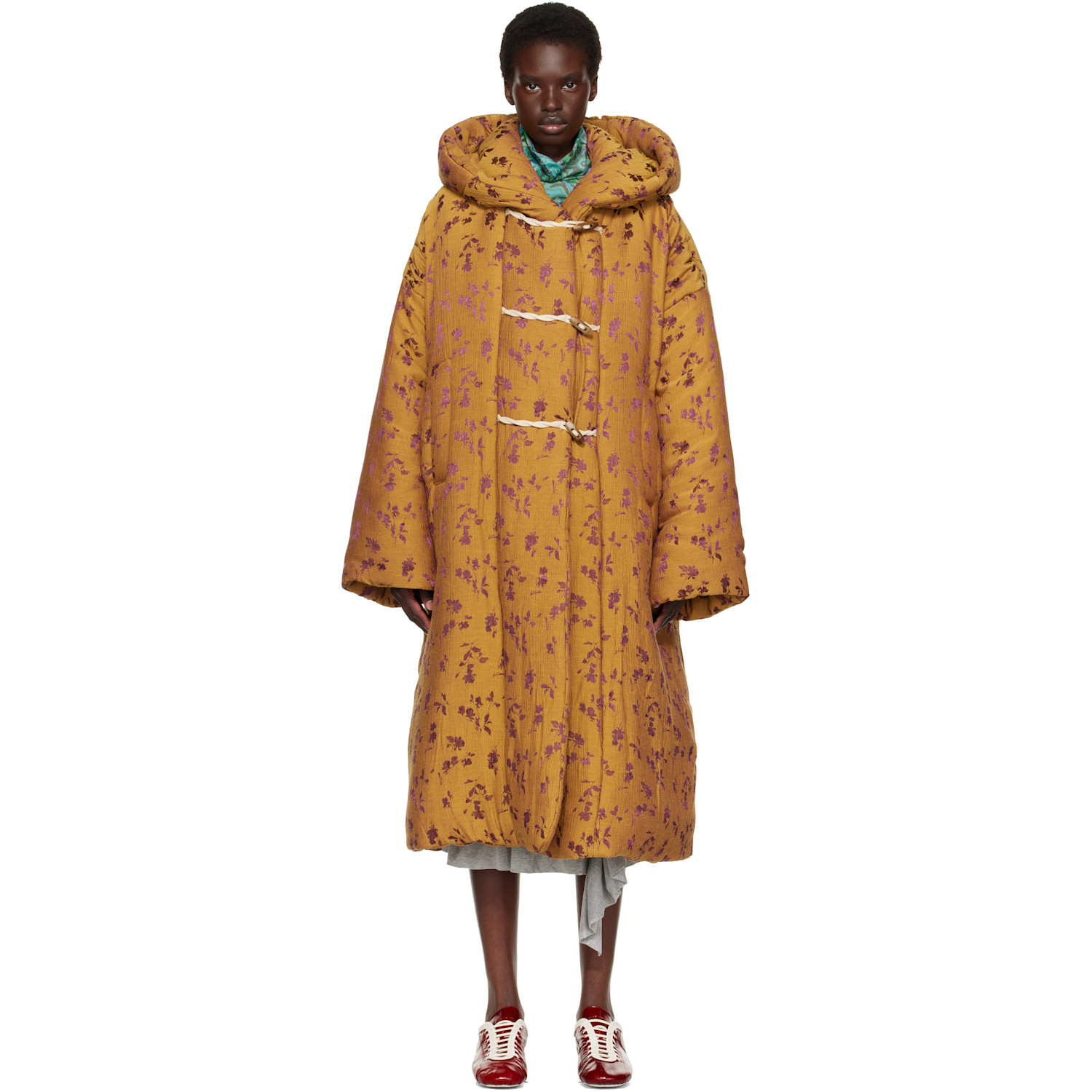 Dries Van Noten Yellow & Purple Floral Coat
