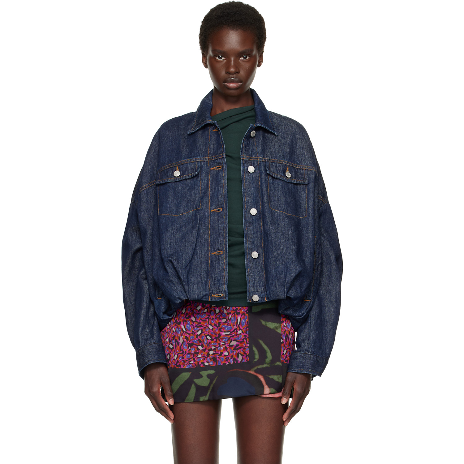 Dries Van Noten Navy Dropped Shoulder Denim Jacket