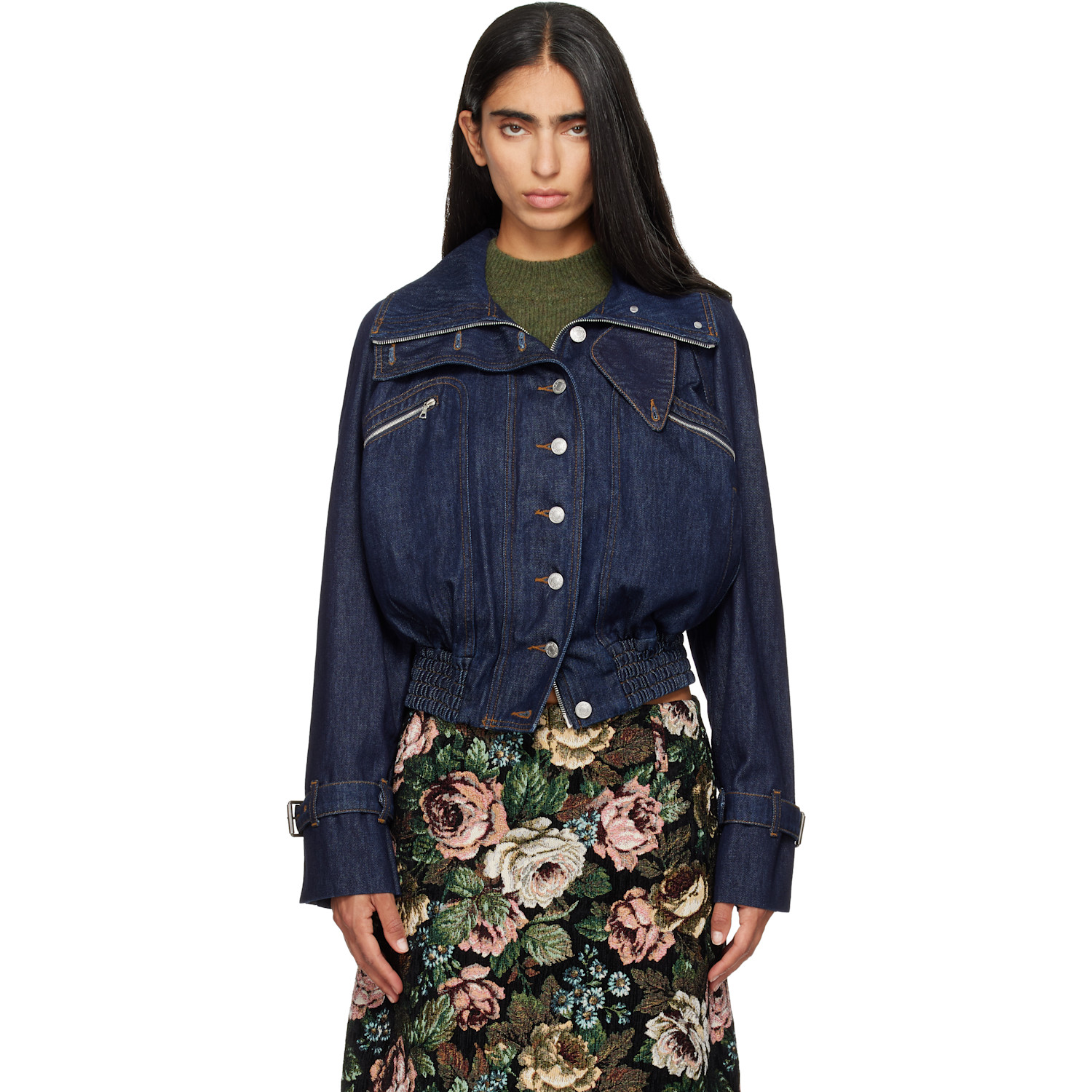 Dries Van Noten Navy Denim Blouson Jacket