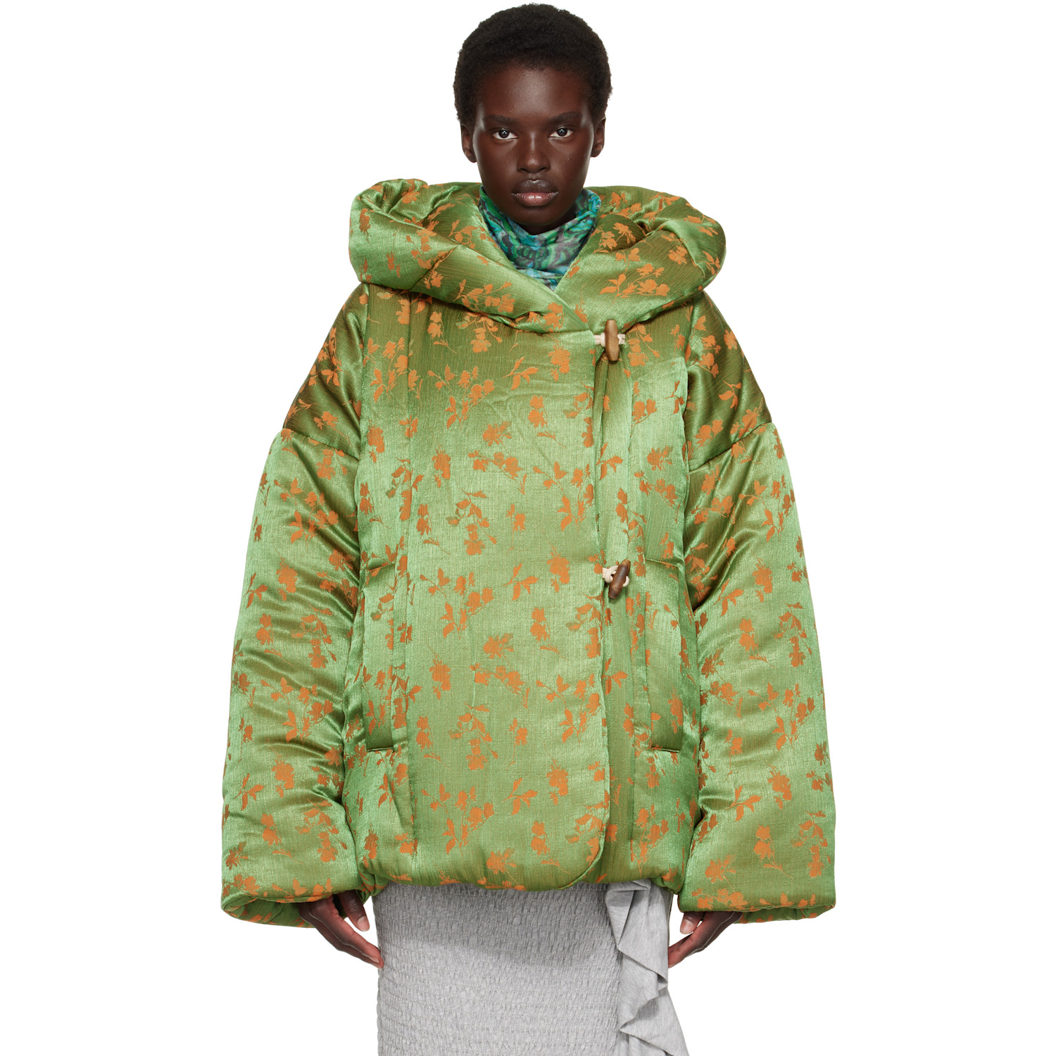 Dries Van Noten Green & Orange Floral Jacket