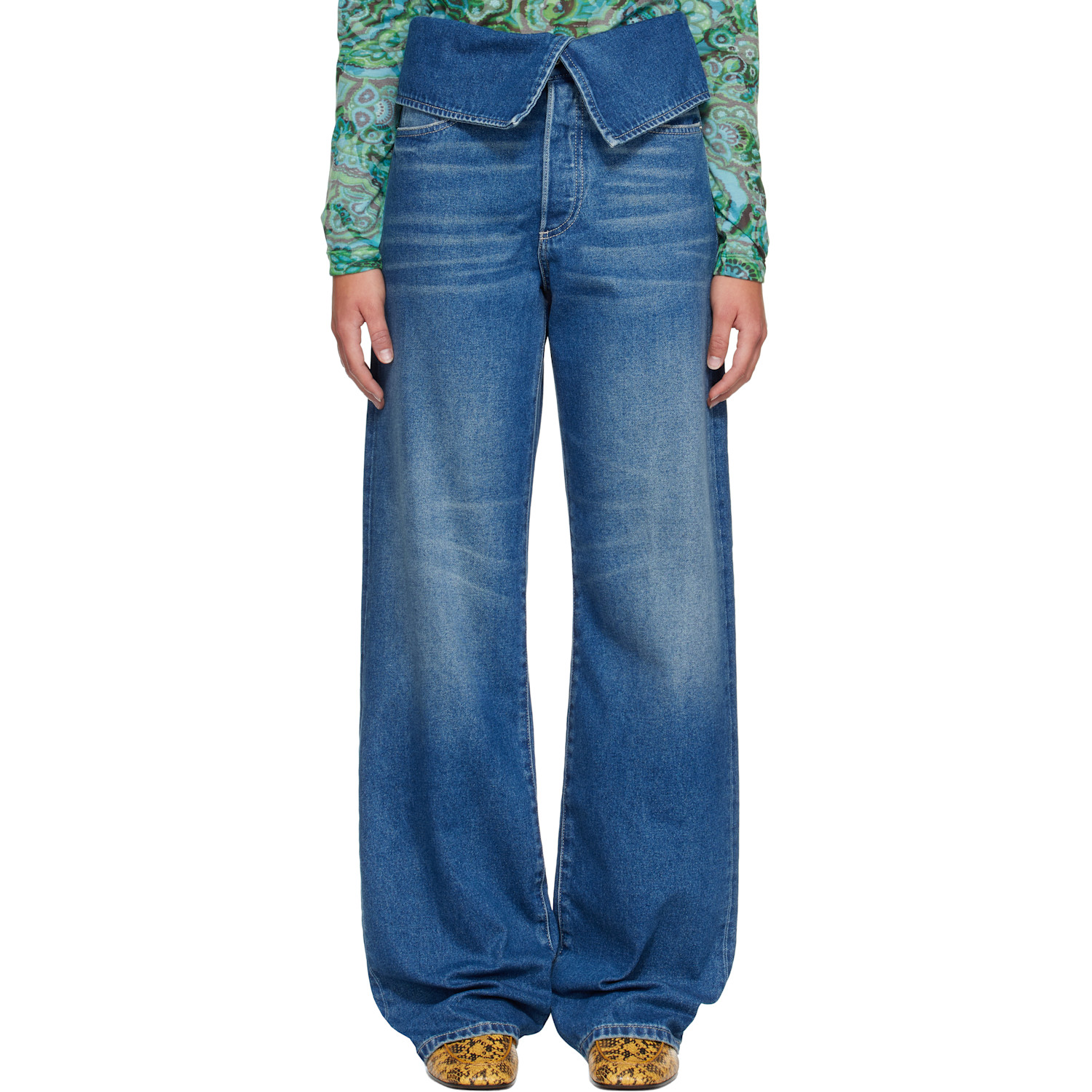 Dries Van Noten Blue Folded Denim Jeans
