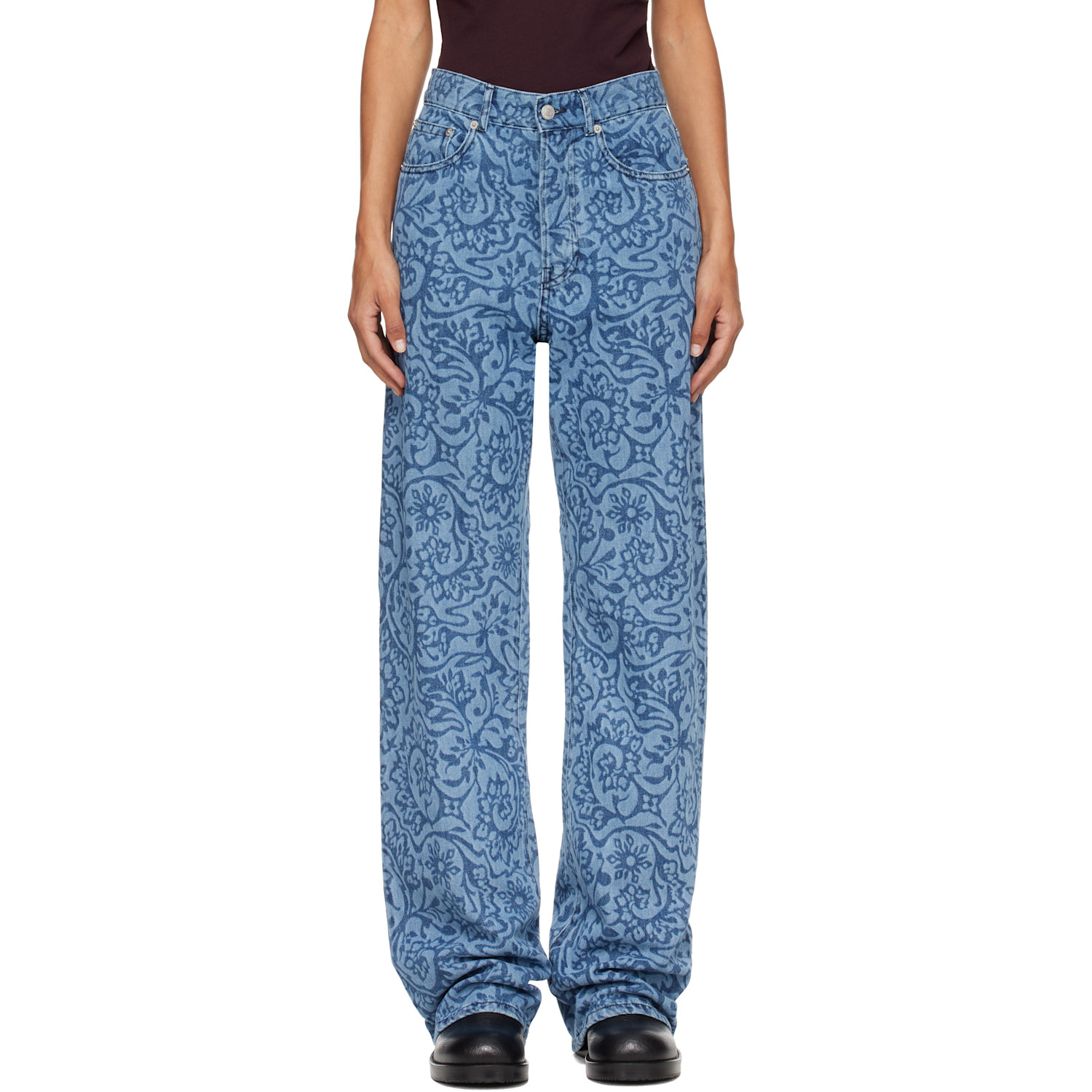 Dries Van Noten Blue Floral Jeans