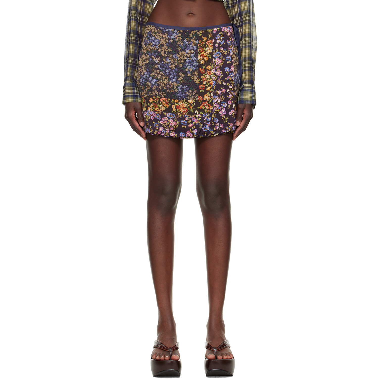 Dries Van Noten Multicolor Printed Wrap Miniskirt