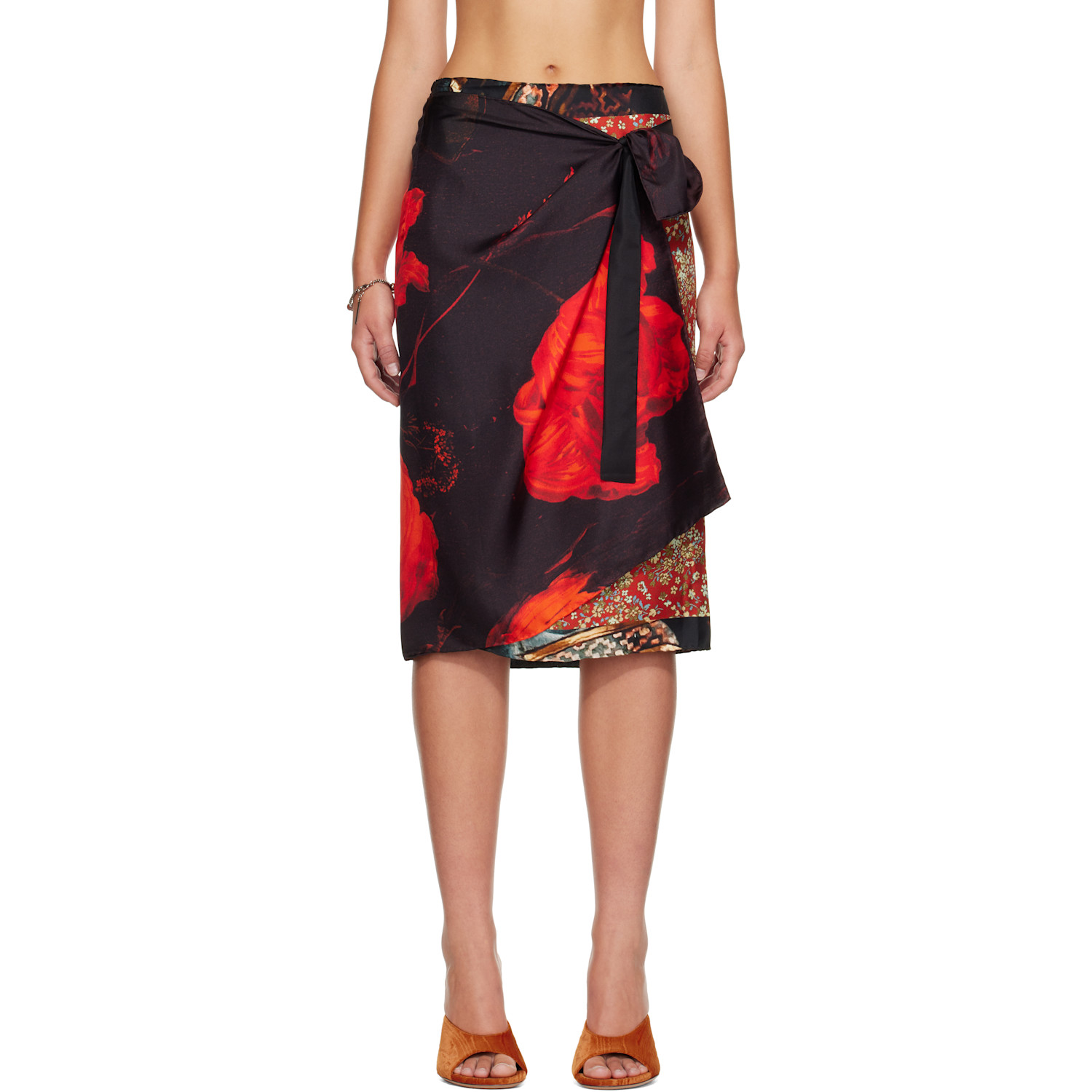 Dries Van Noten Multicolor Wrap Scarf Midi Skirt