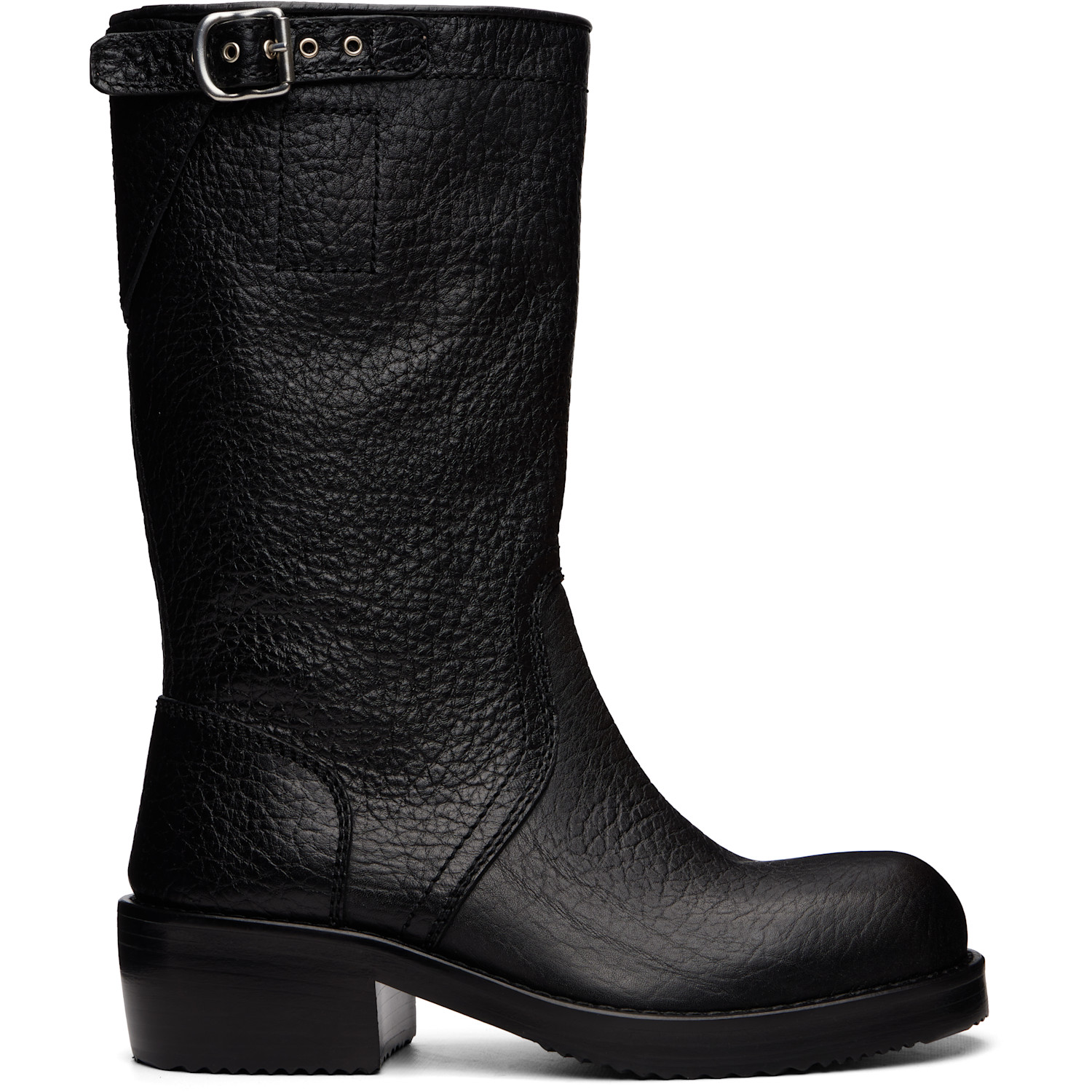 Dries Van Noten Black Leather Biker Boots In 900 Black