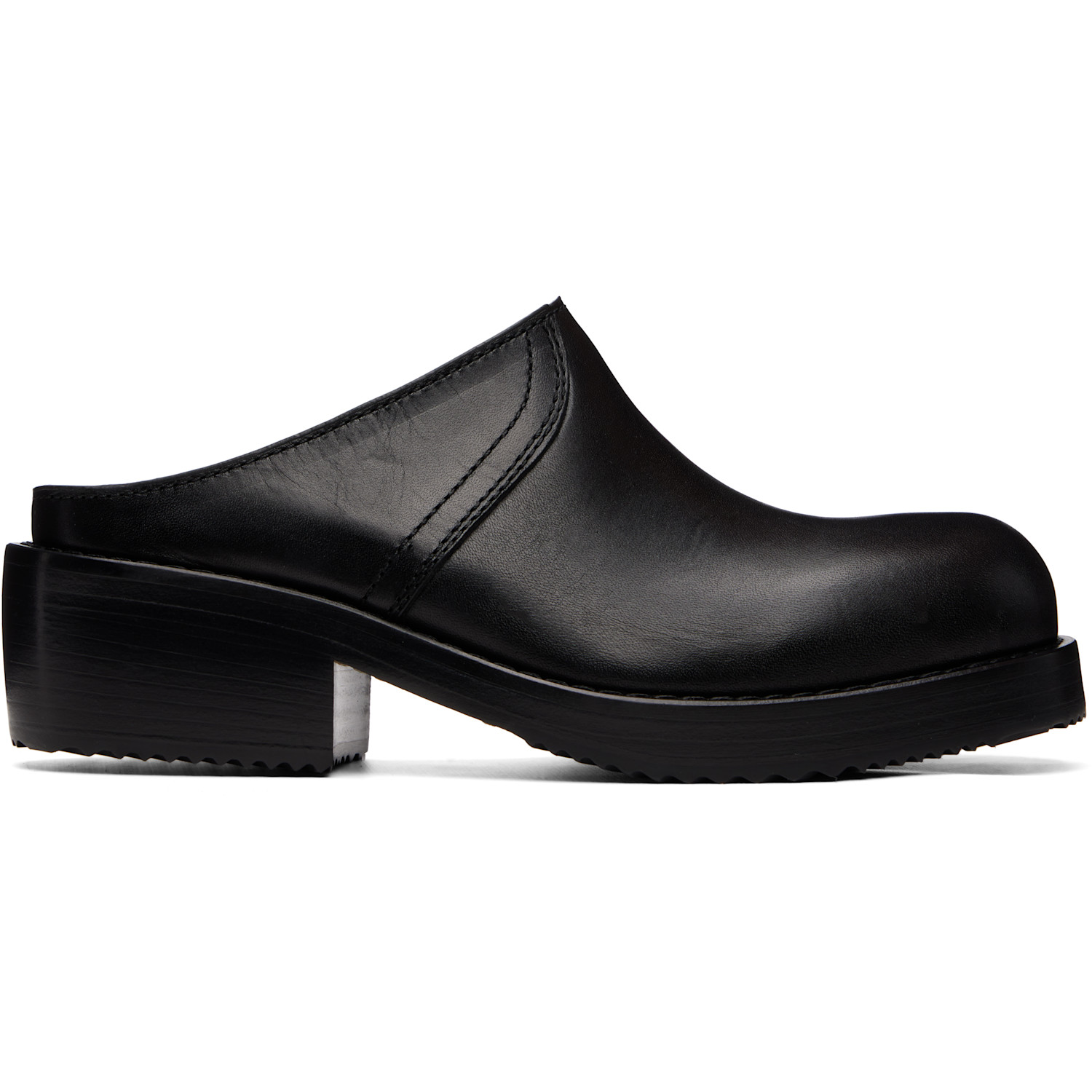 Dries Van Noten Black Leather Workwear Mule Loafers