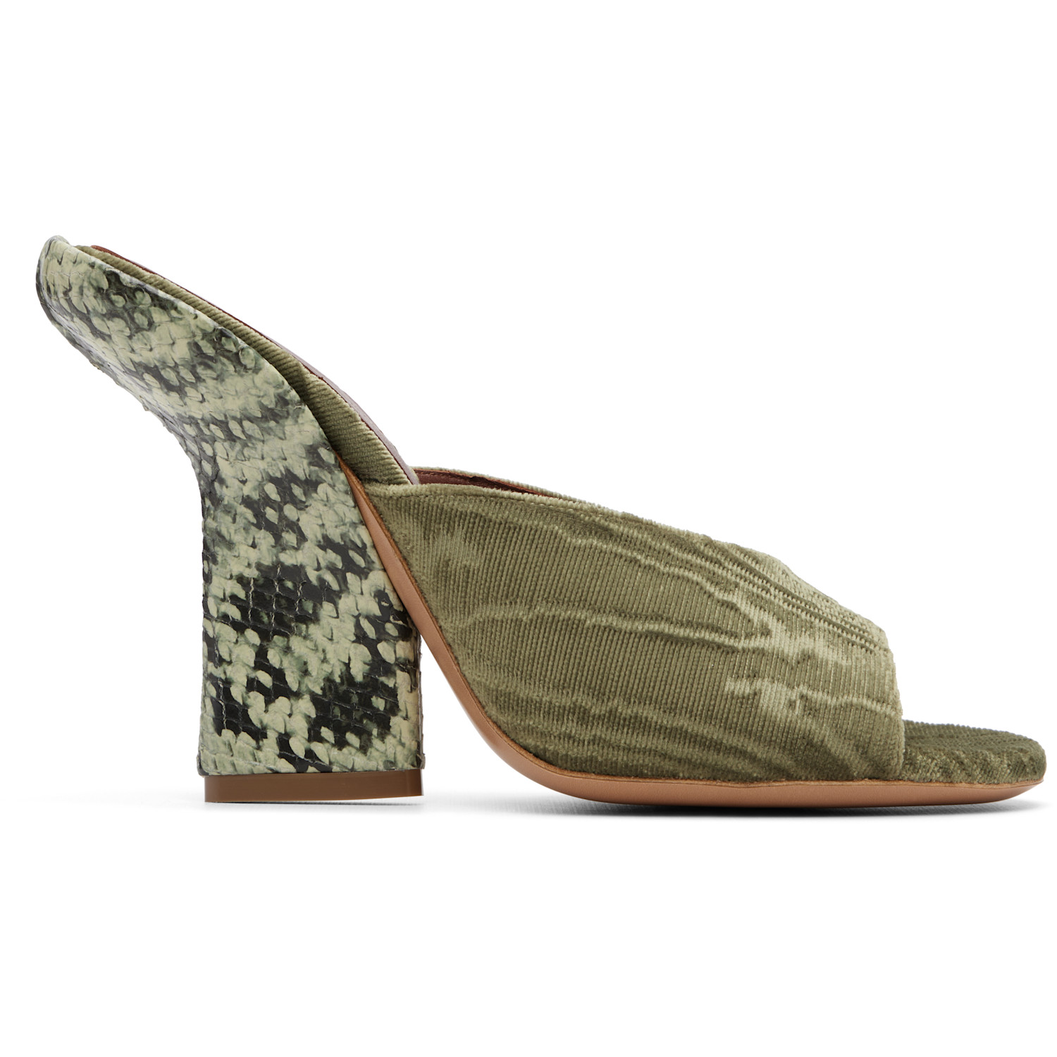 Dries Van Noten Green Velvet Heeled Sandals