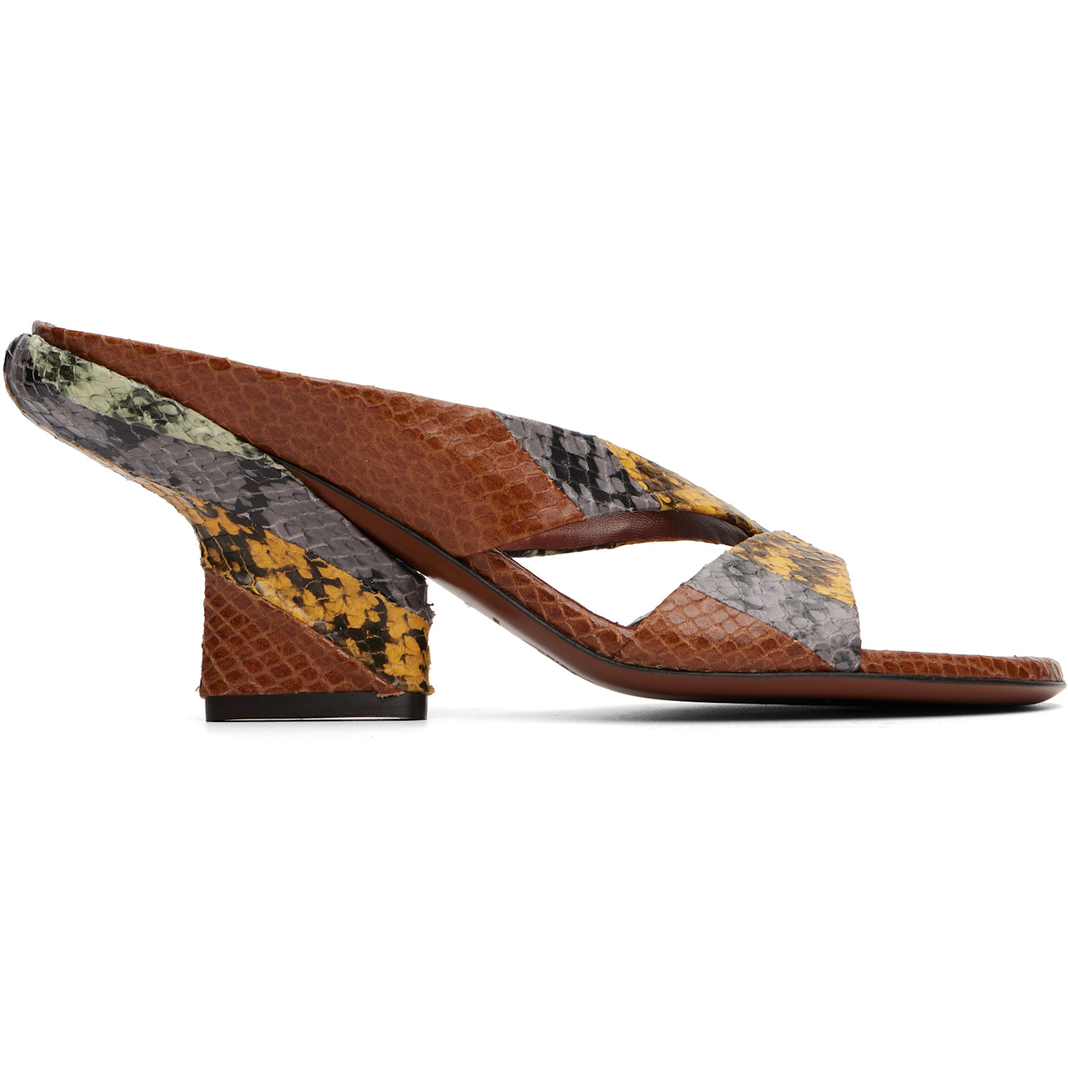 Dries Van Noten Multicolor Leather Mule Heeled Sandals