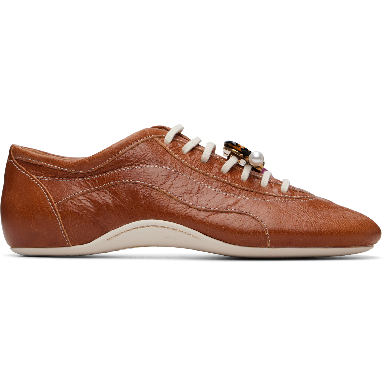 Dries Van Noten Brown Leather Ballerina Sneakers