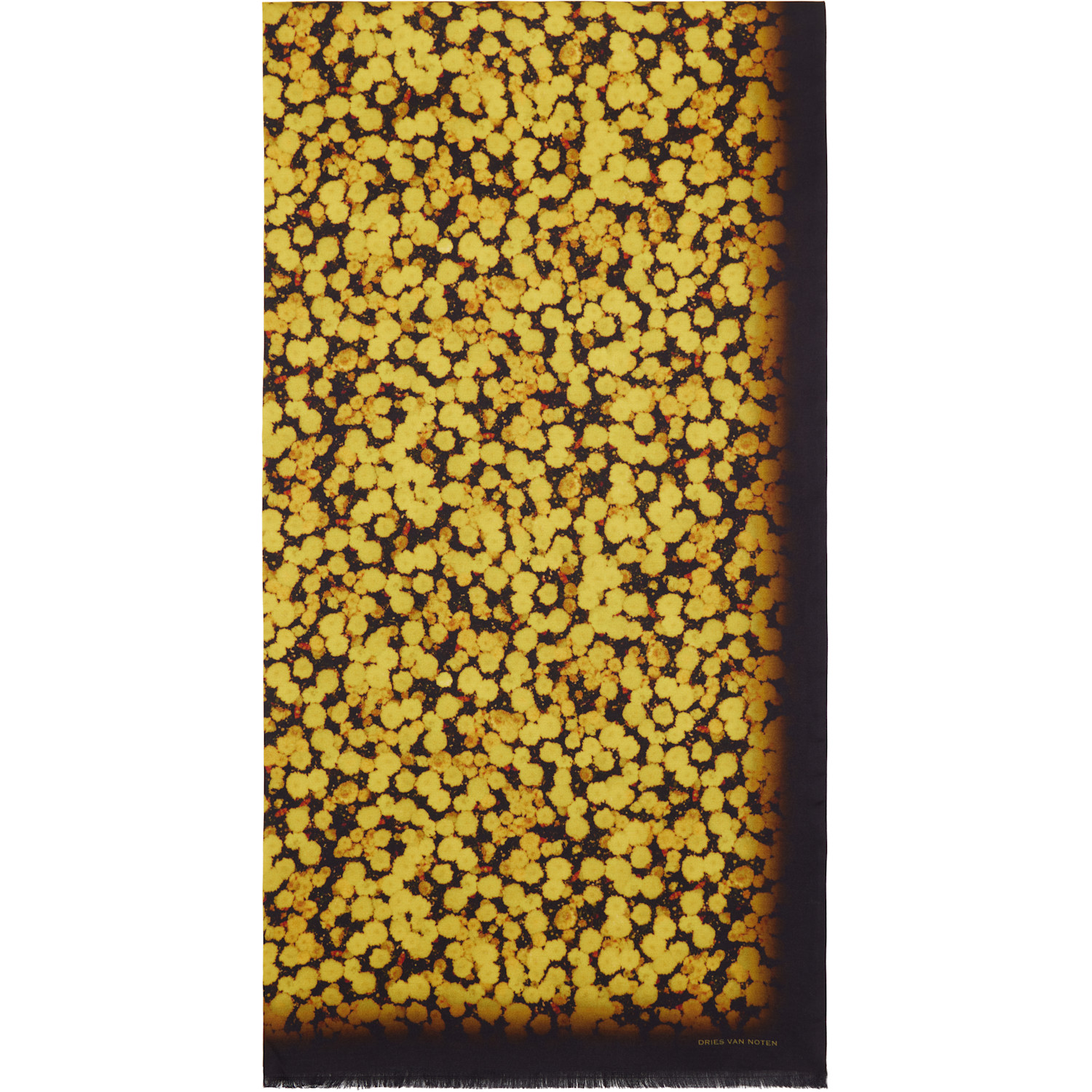 Dries Van Noten Black & Yellow Printed Satin Scarf