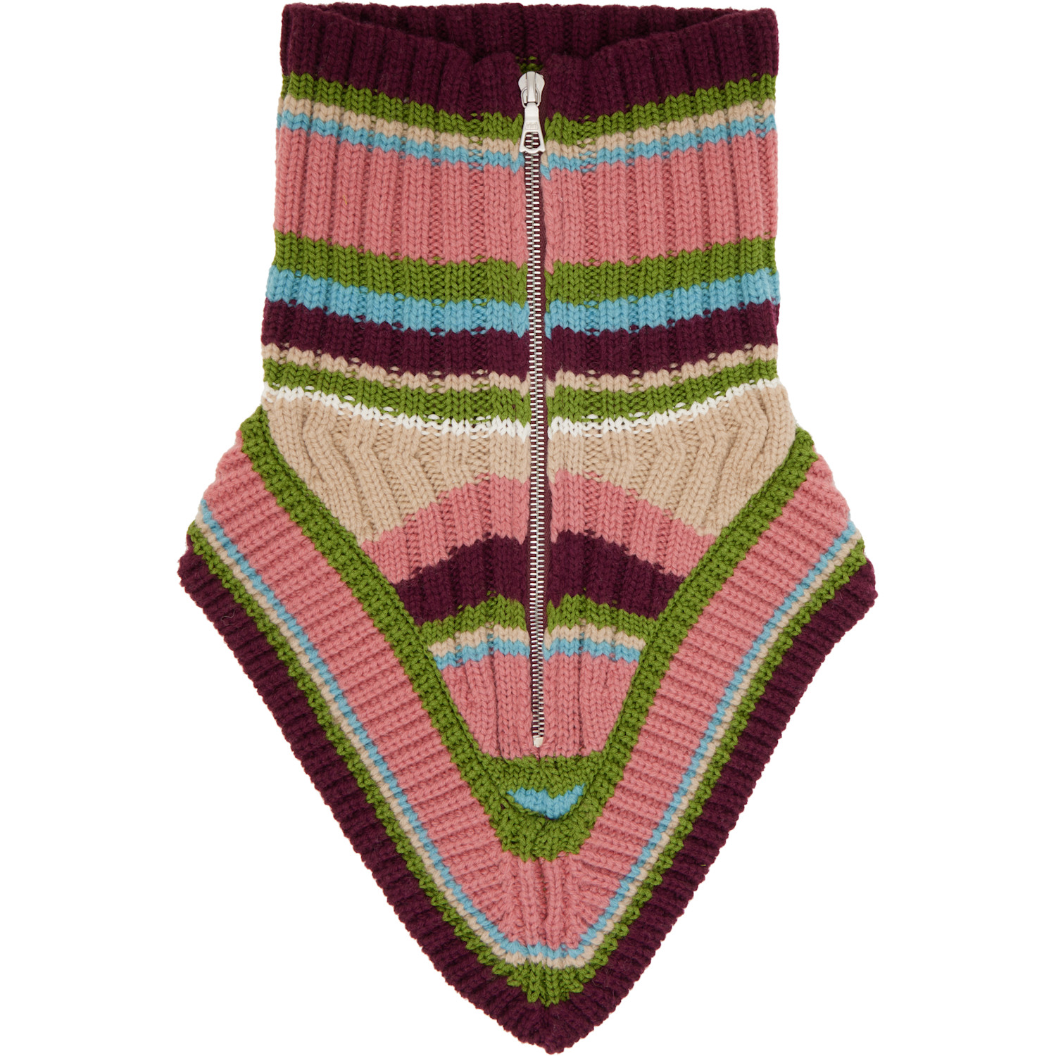 Dries Van Noten Multicolor Wool Zip Collar Scarf