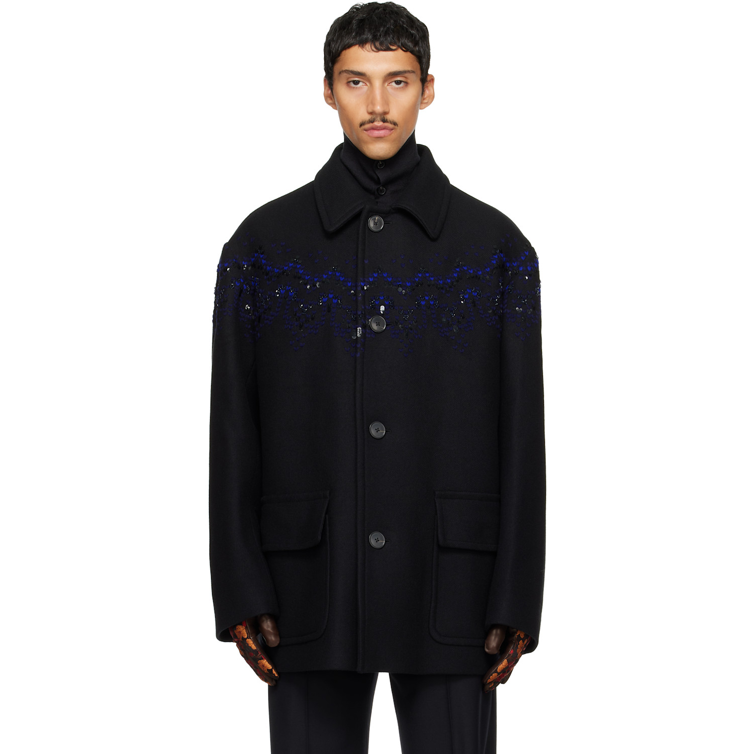 Dries Van Noten Black Wool Coat