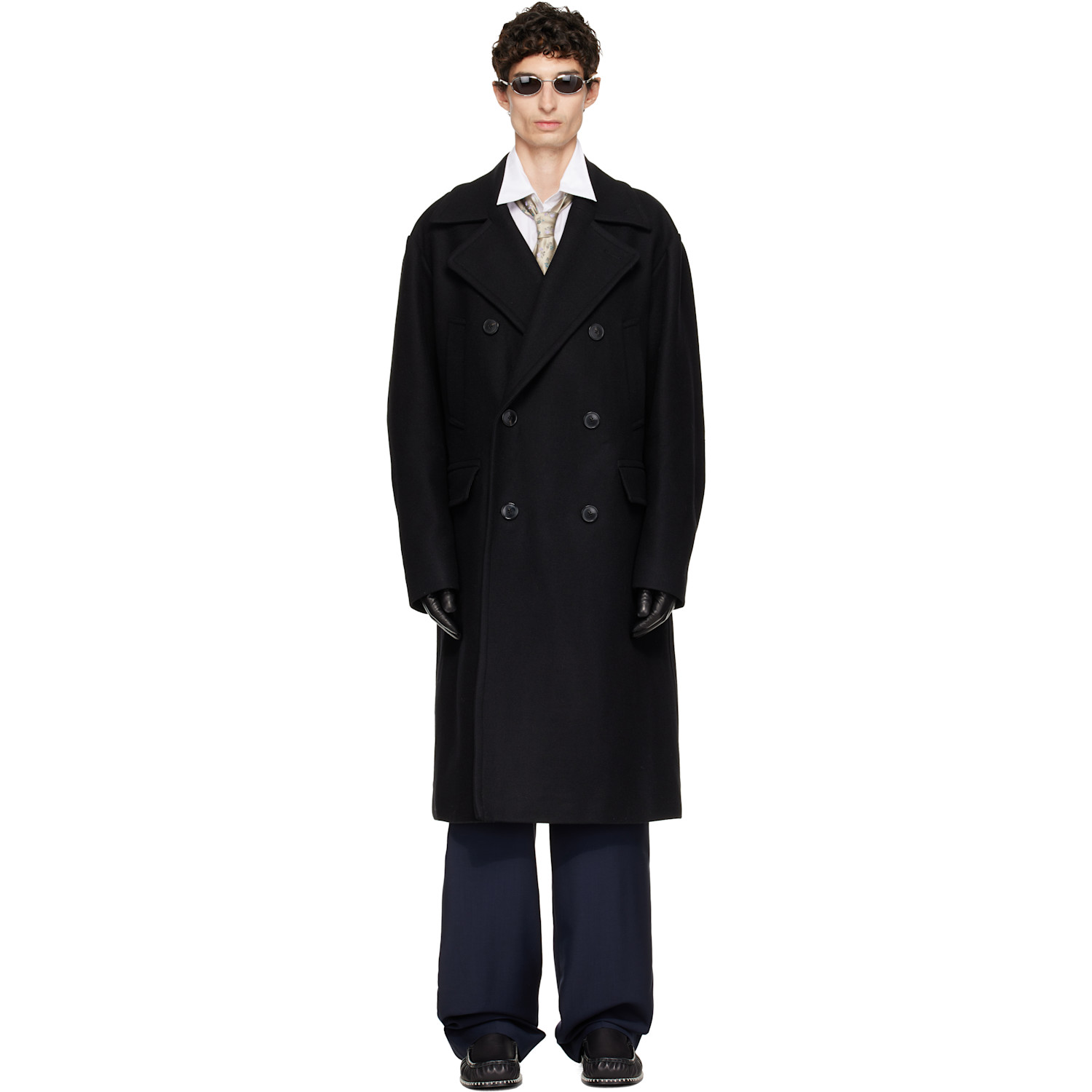 Dries Van Noten Black Wool Caban Coat