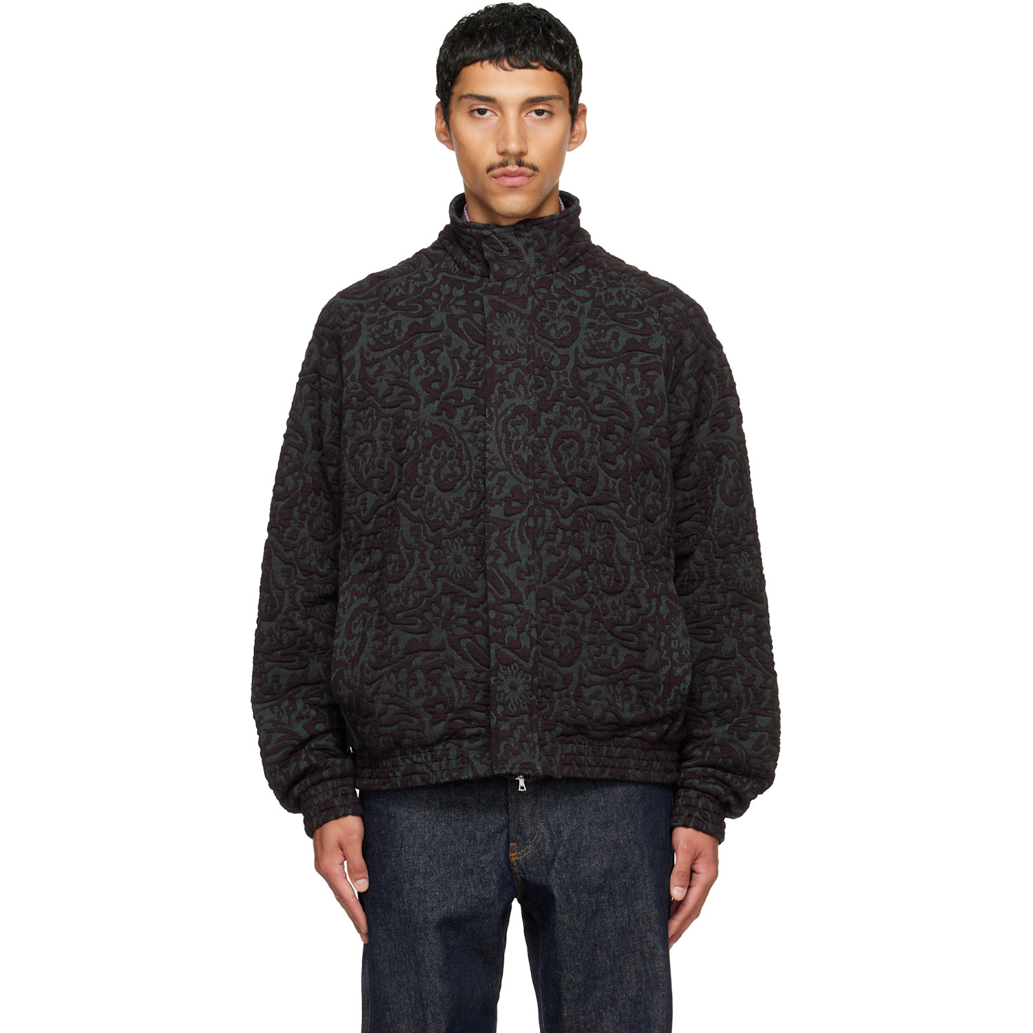 Dries Van Noten Purple & Green Jacquard Jacket