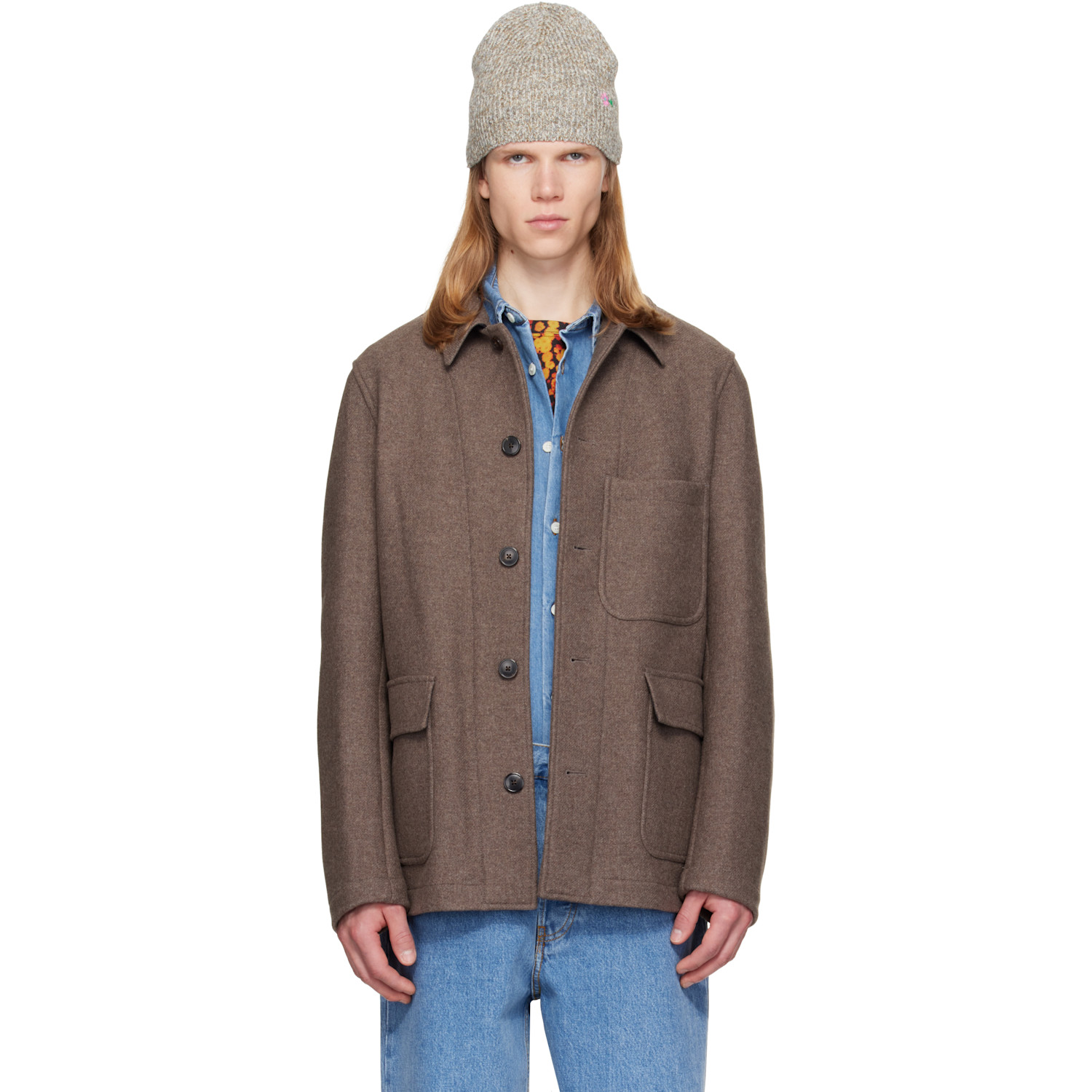 Dries Van Noten Taupe Wool Melton Jacket