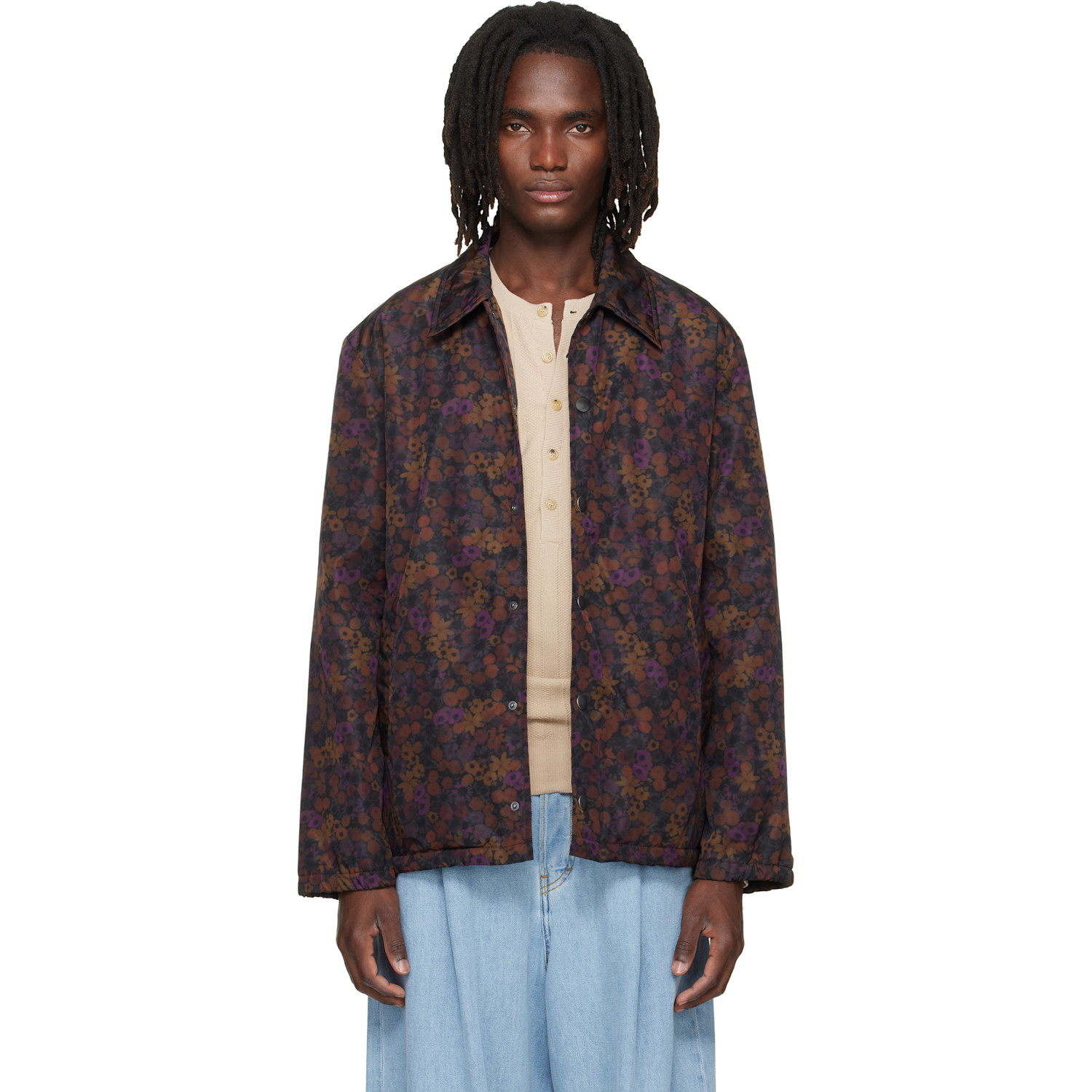 Dries Van Noten Brown & Purple Floral Jacket