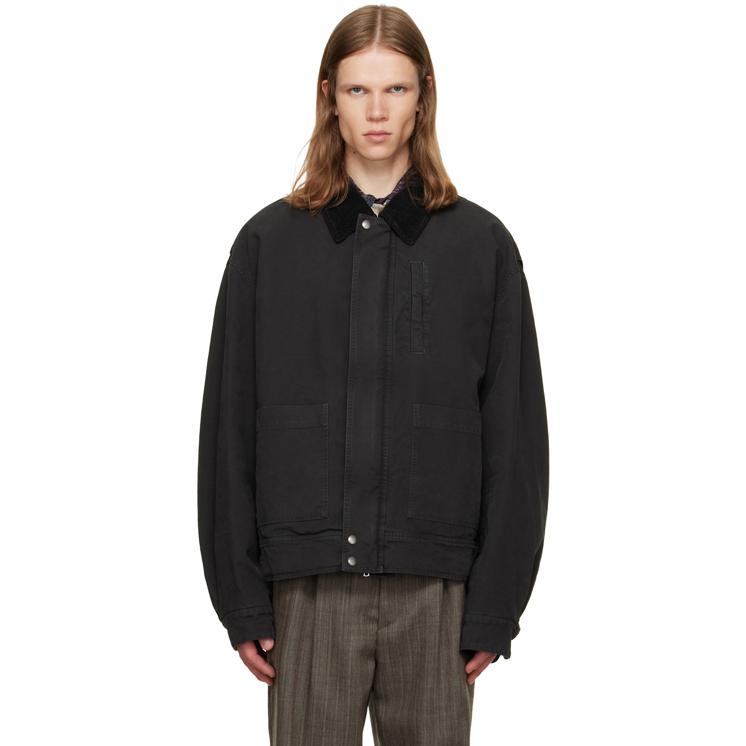 Dries Van Noten Gray Contrast Collar Jacket