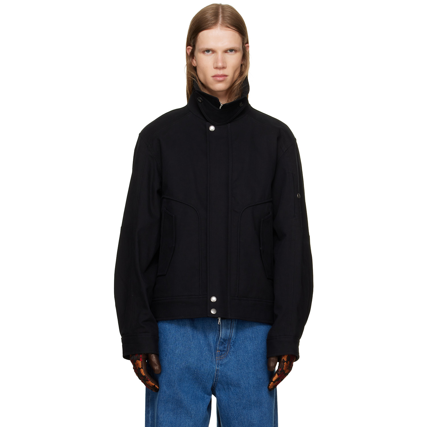 Dries Van Noten Black Stand Collar Jacket