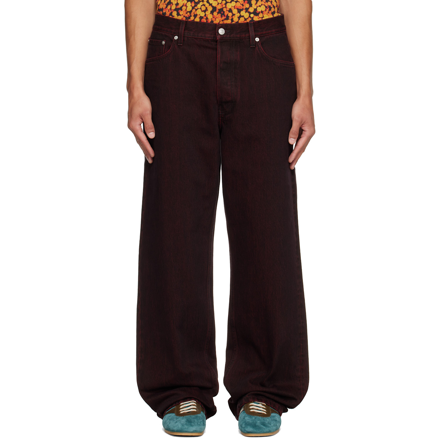 Dries Van Noten Burgundy Faded Jeans