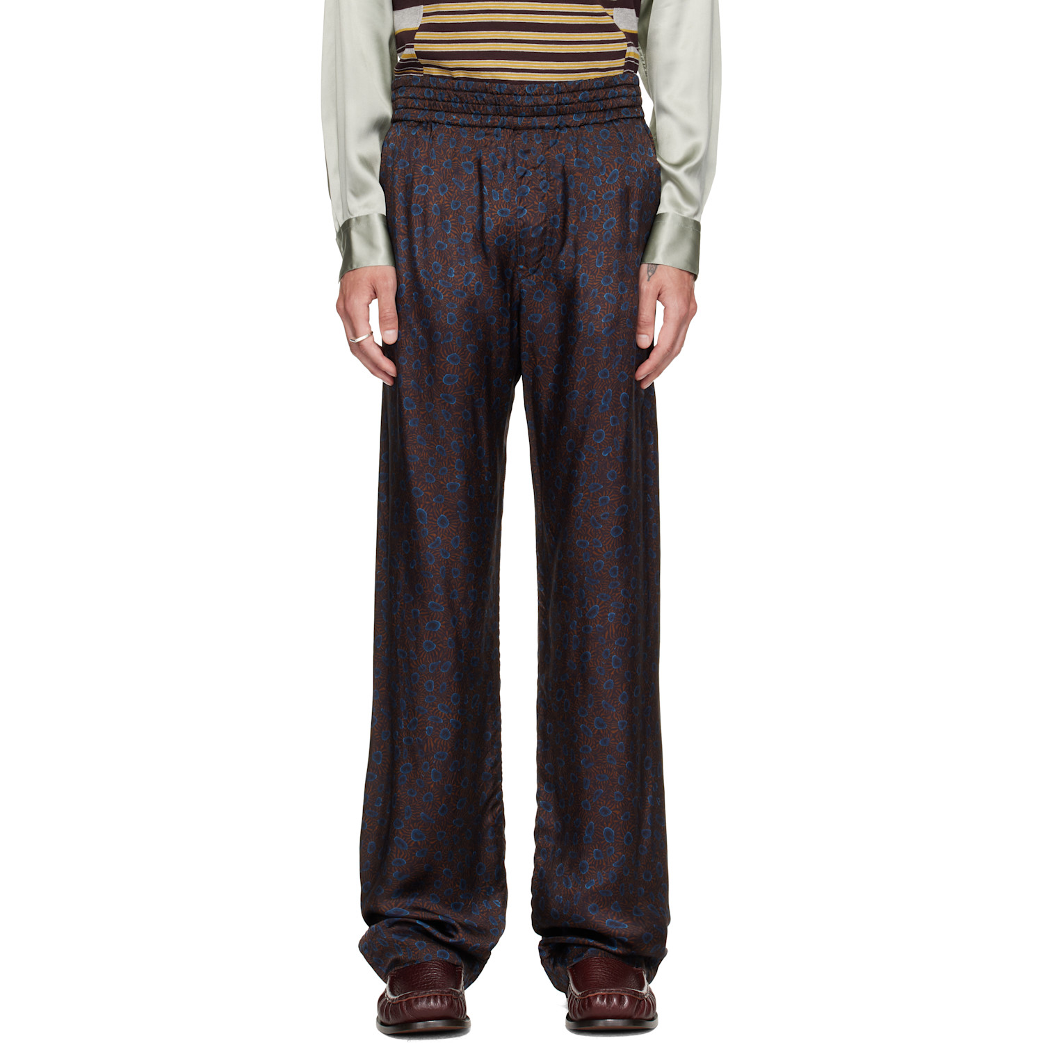Dries Van Noten Brown Viscose Twill Trousers