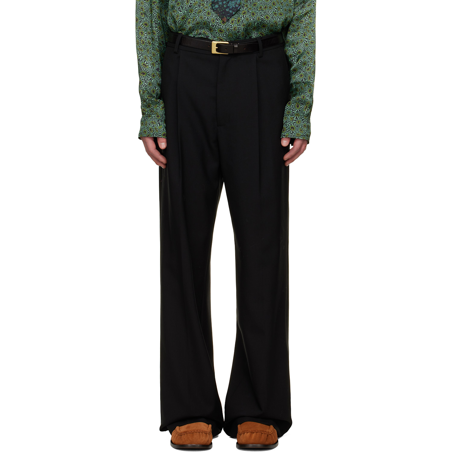 Dries Van Noten Black Pleated Trousers